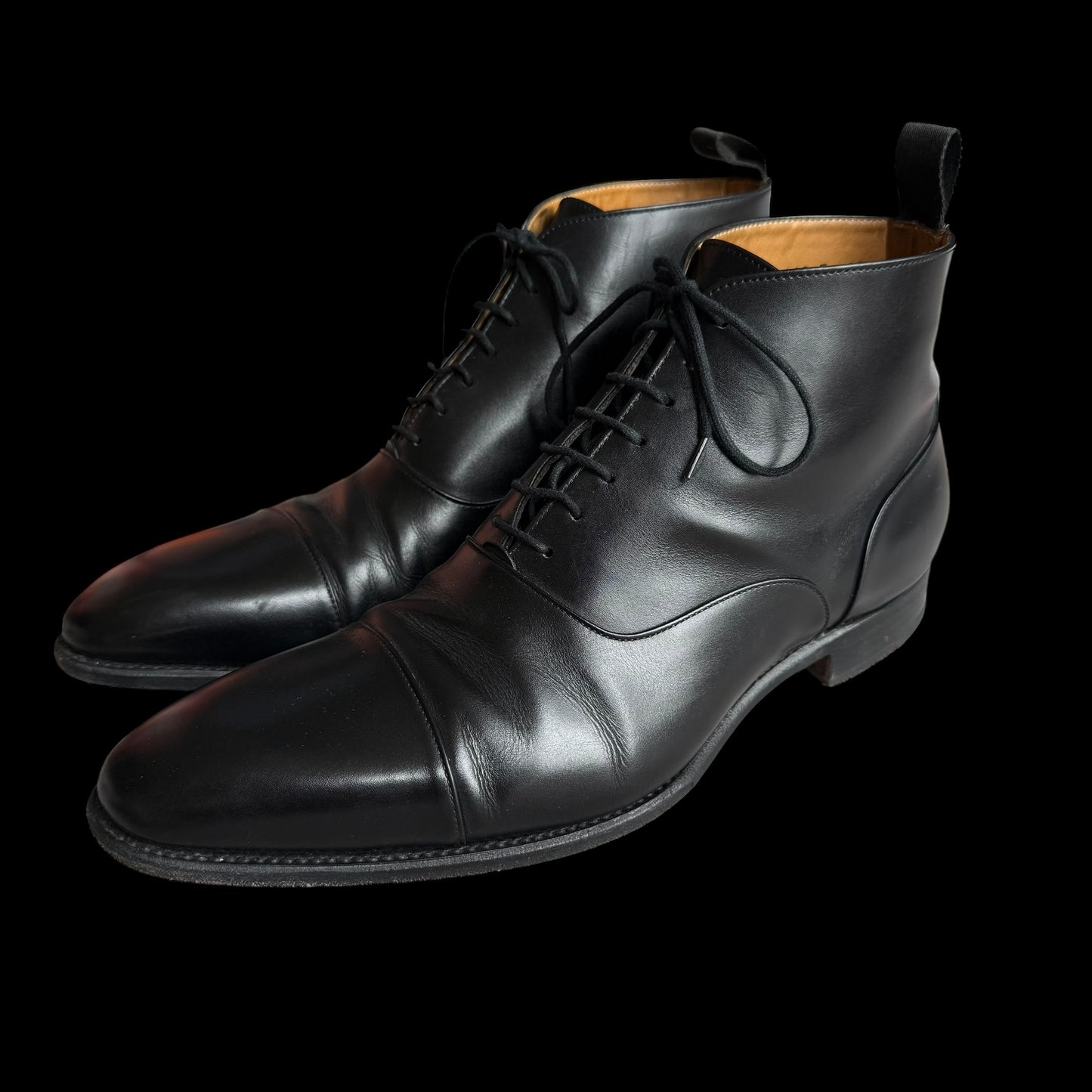 Men’s Herring By Carlos Santos Ankle Boots UK 10 E Cap Toe Black Goodyear Welted