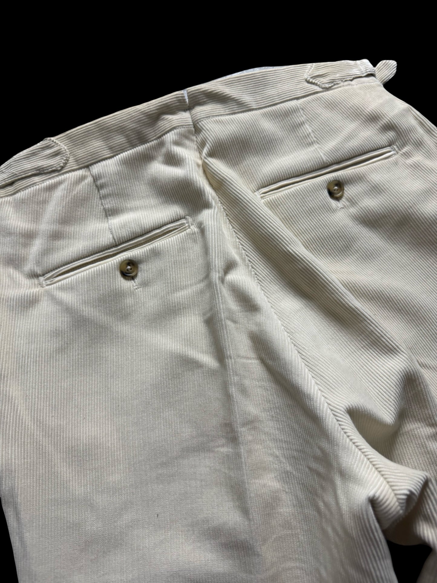 Natalino Off White Corduroy Pleat Front Trousers W30S RRP £180