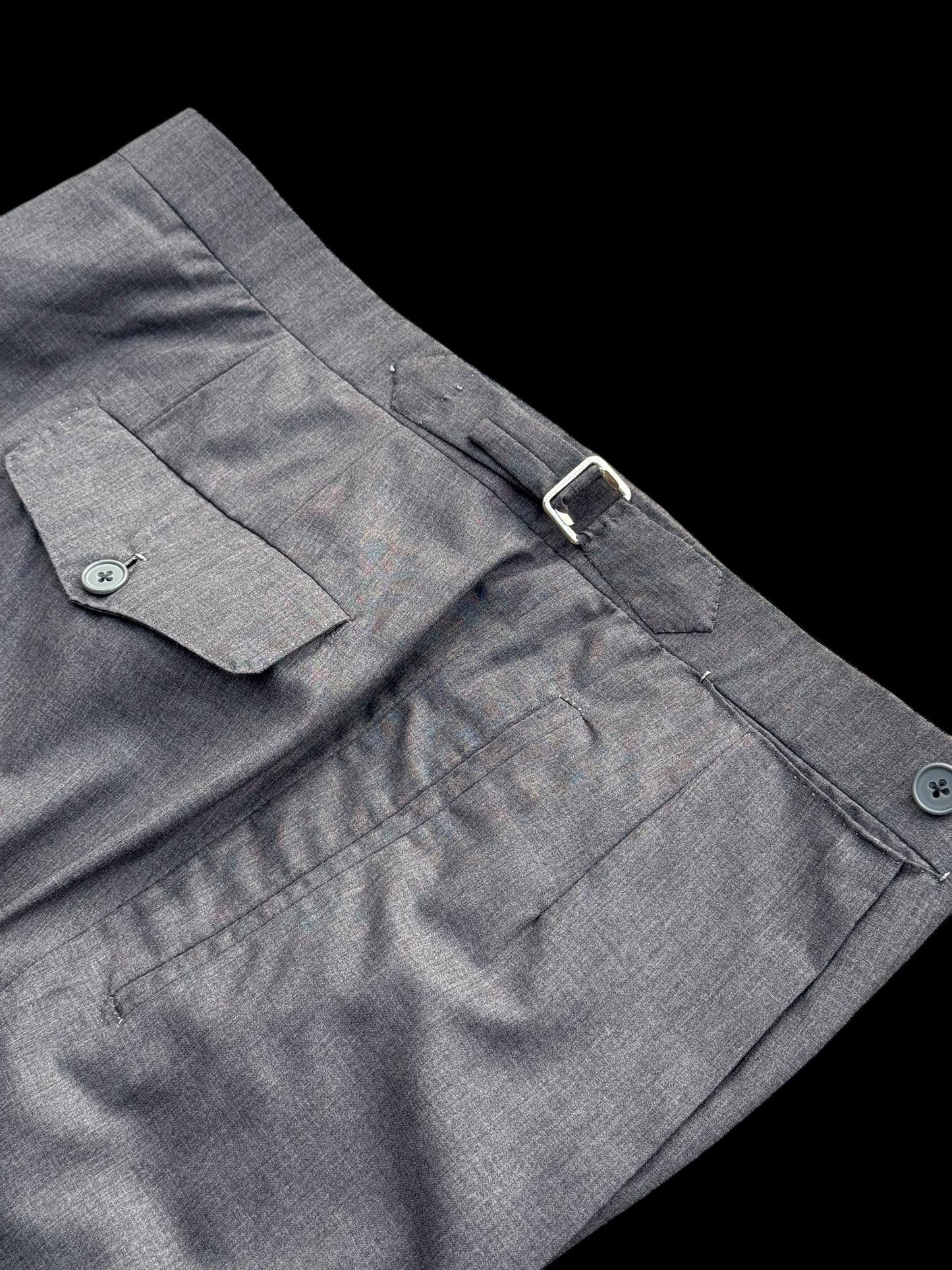 Bespoke Kent & Haste Savile Row Grey Suit Trousers W36-38” Superfine Wool