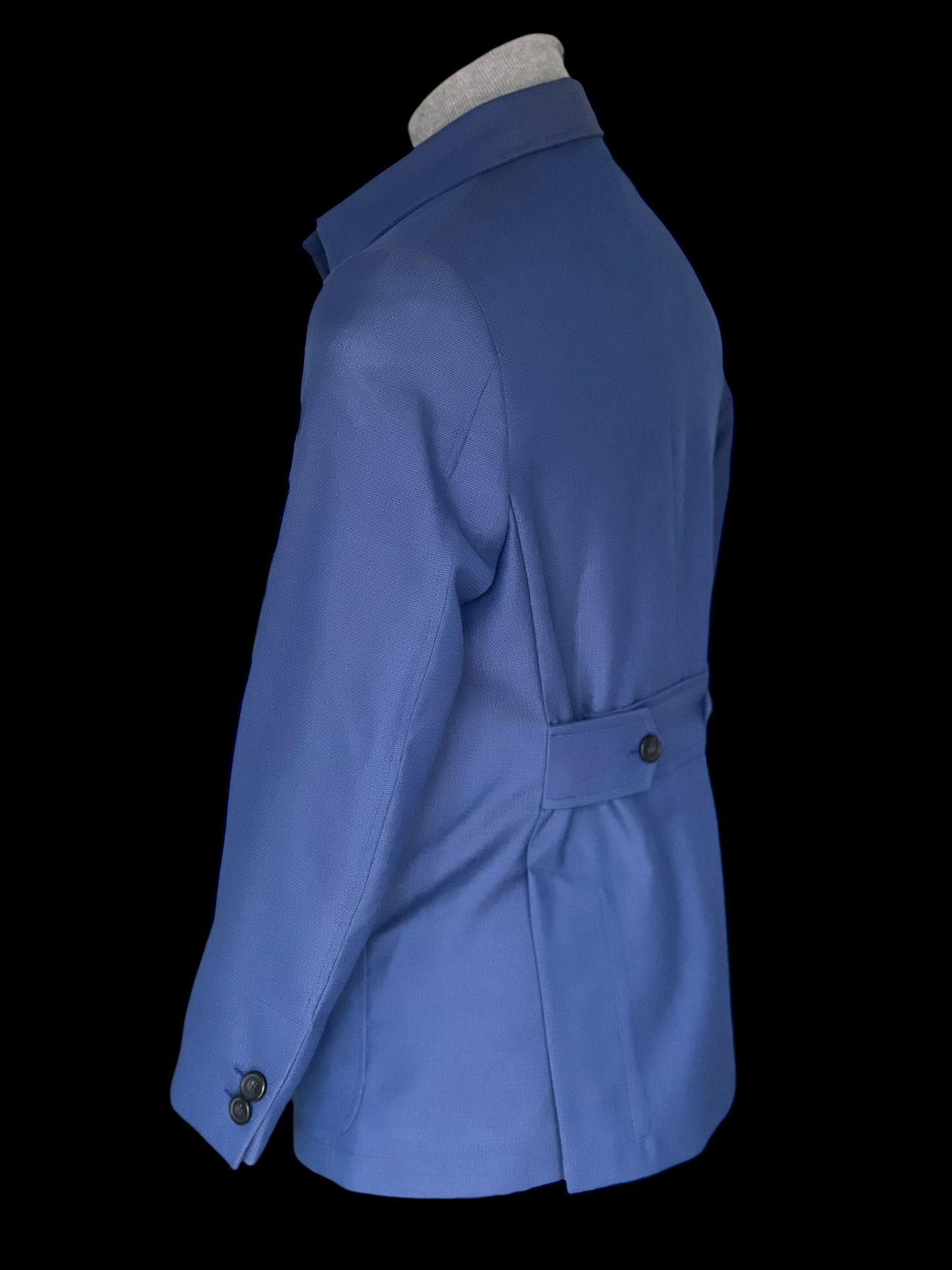Bespoke Safari Jacket 40R Blue Unstructured Dugdale Non Crease Wool RRP£895