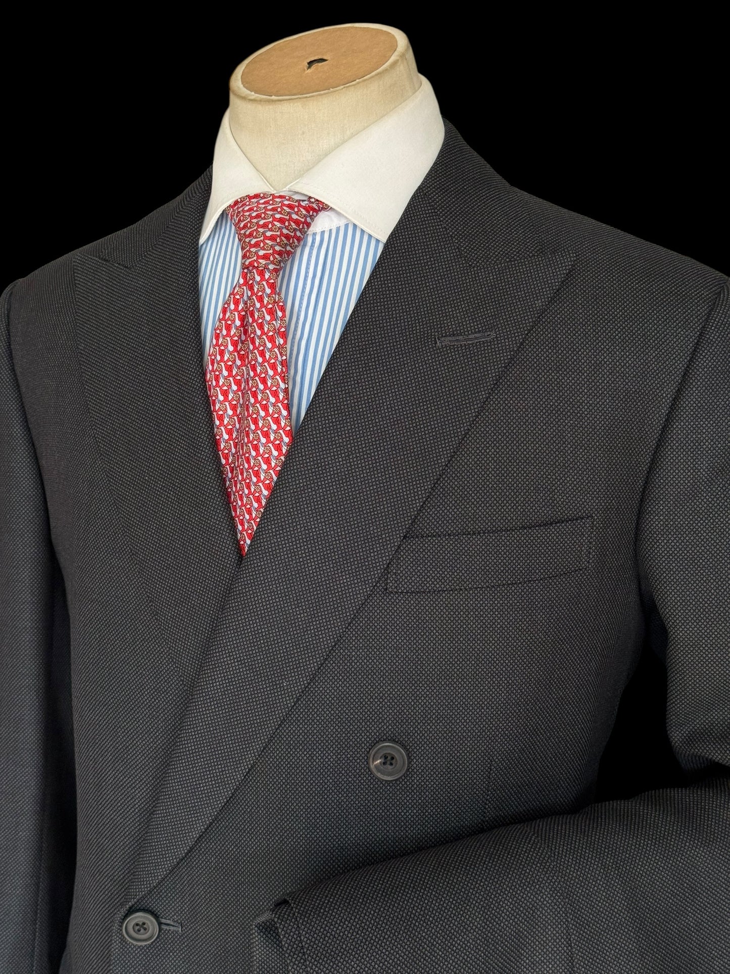 Gieves & Hawkes Bespoke Double Breasted Grey Suit 43R / W36R