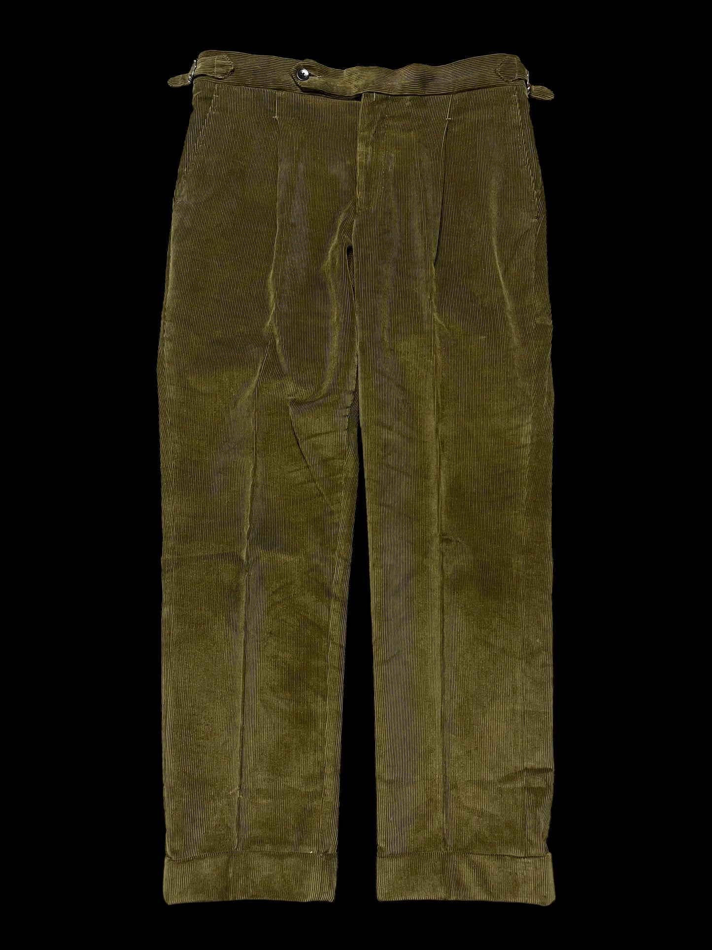 Natalino Corduroy Single Pleat Trousers 32S Moss Green