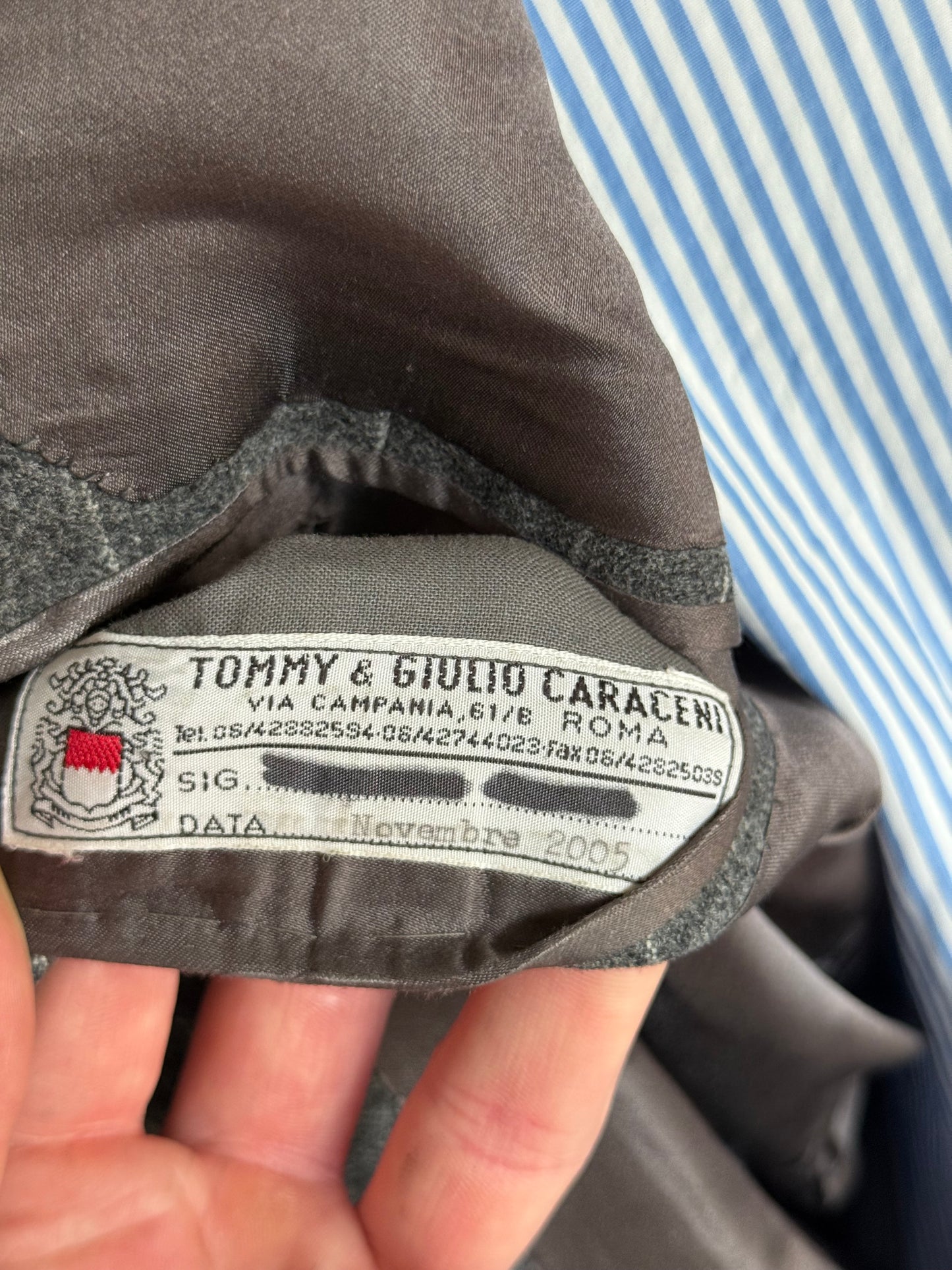 Bespoke Tommy Giulio Caraceni Grey Flannel Suit 42S/ W34 Chalk Stripe 40’s Style