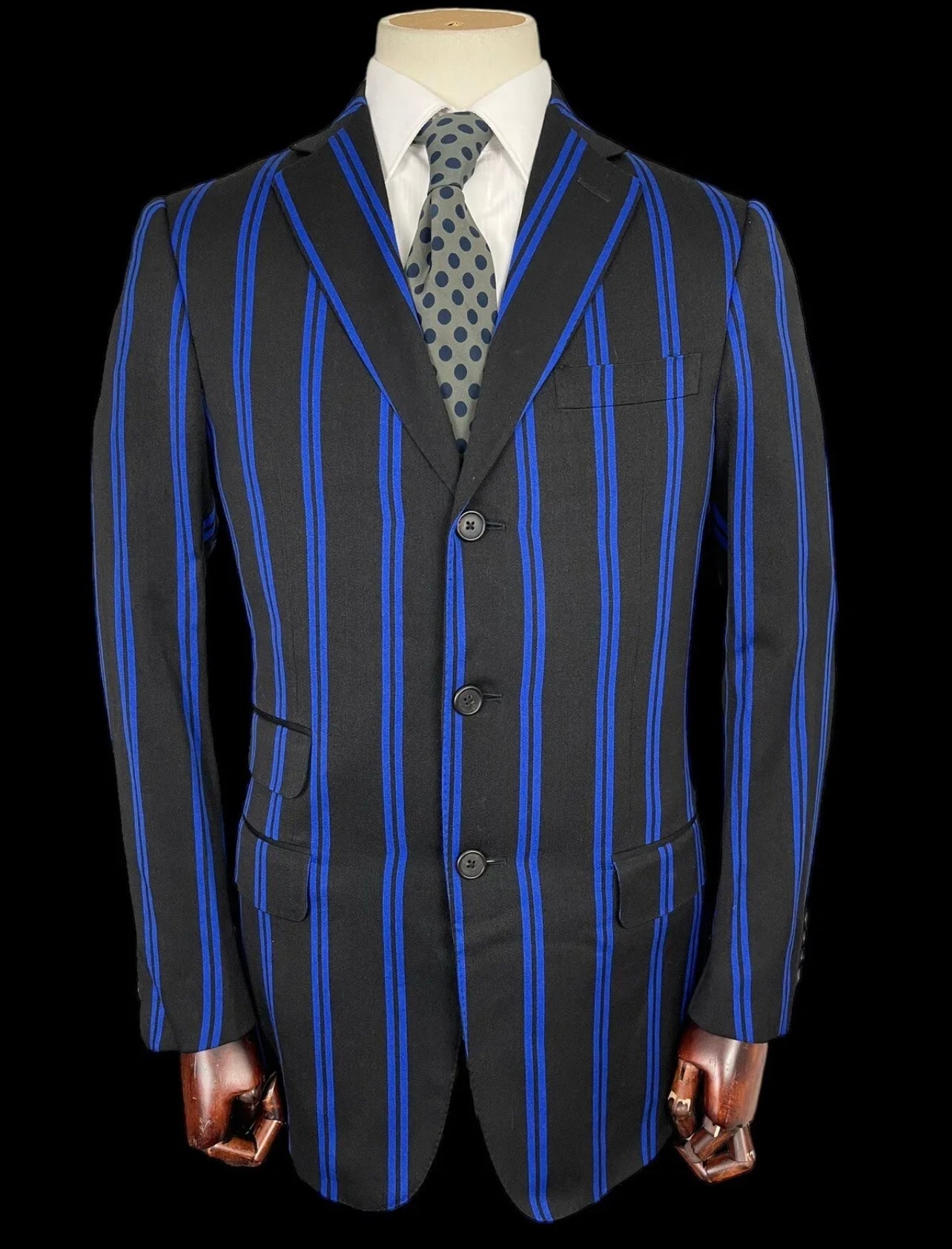 Dunhill Belgravia Boating Blazer 48R UK38R Wool Cotton Black Blue Wedding Cruise