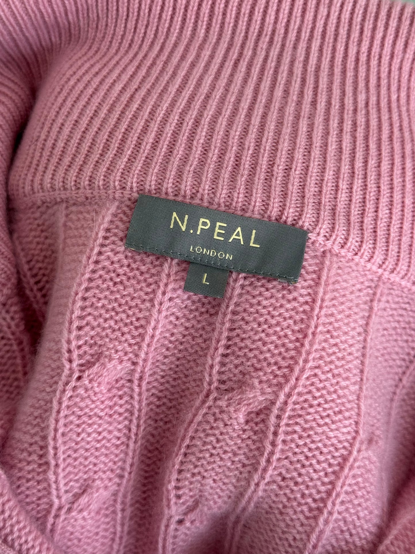 Men’s N. Peal Albemarle 1/4 Zip Cashmere Jumper Size Large Pink AW23 RRP £395