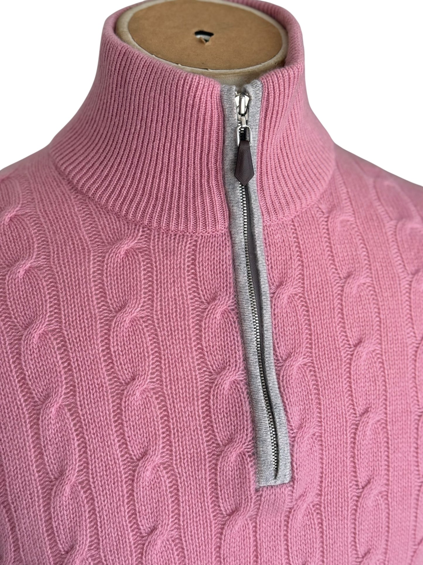 Men’s N. Peal Albemarle 1/4 Zip Cashmere Jumper Size Large Pink AW23 RRP £395