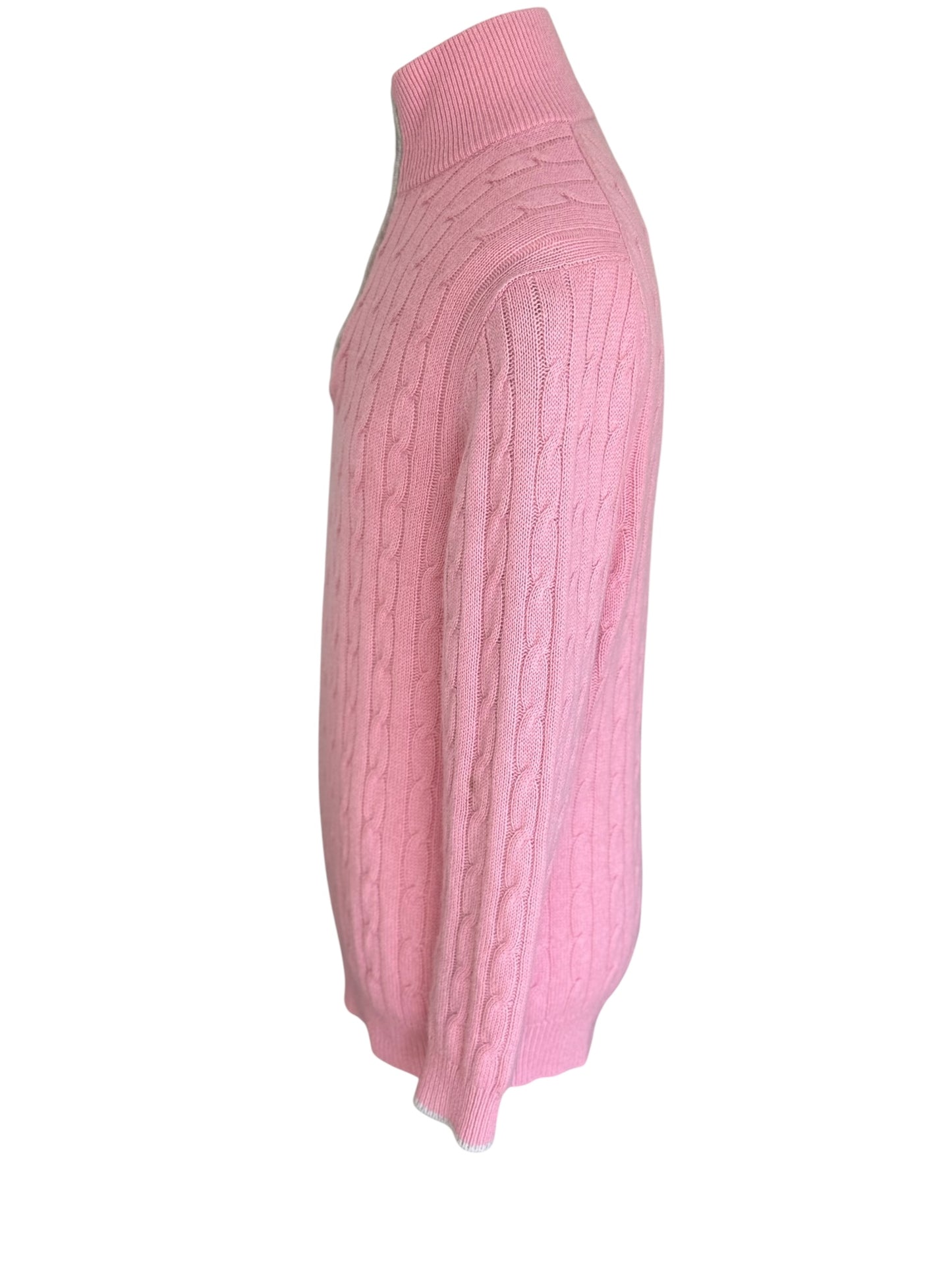 Men’s N. Peal Albemarle 1/4 Zip Cashmere Jumper Size Large Pink AW23 RRP £395