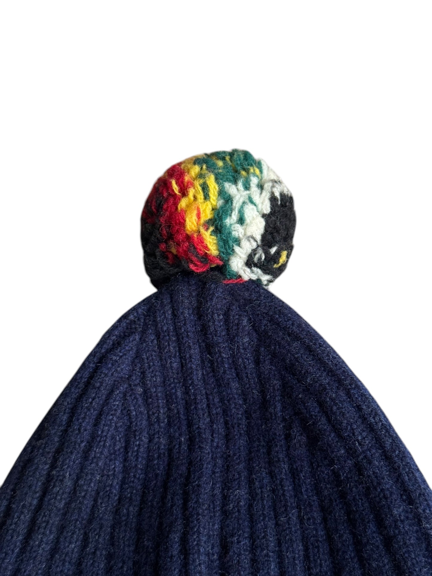 Drakes Beanie Hat Bobble Wool Made In Scotland Navy Blue
