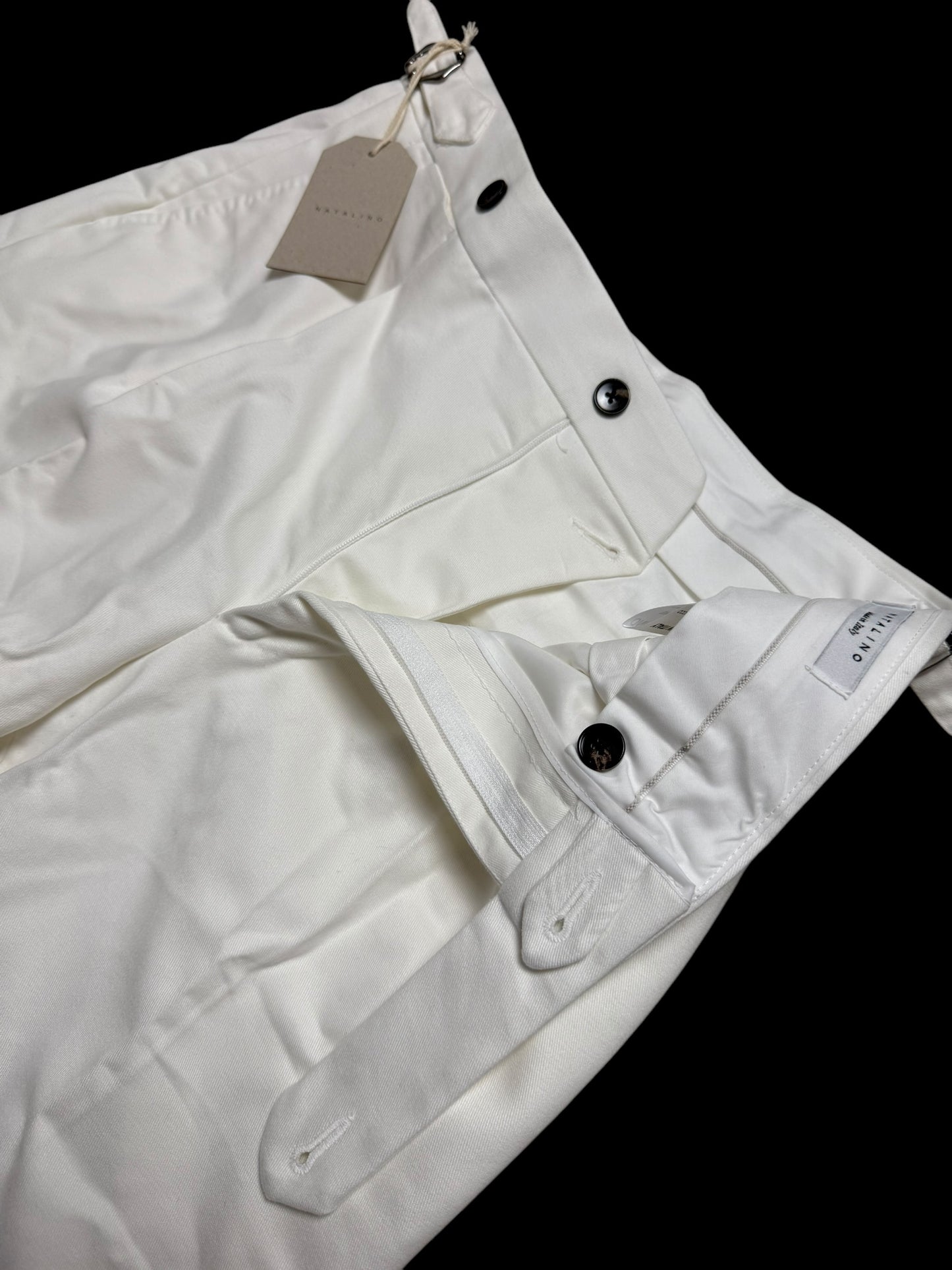 BNWT Natalino Ivory Single Pleat Brushed Cotton Trousers W30L RRP £150