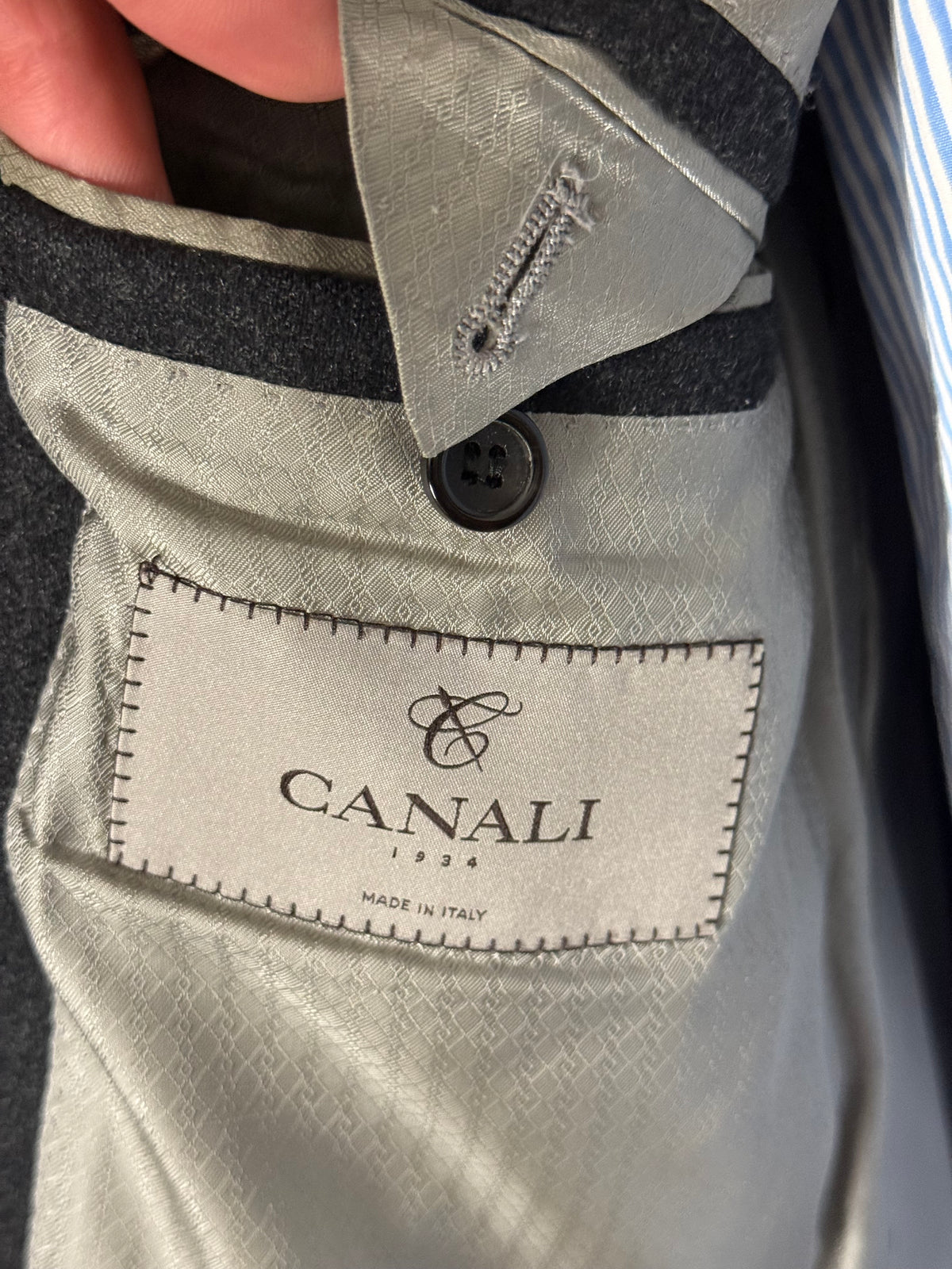 Canali Charcoal Grey Flannel Suit 46L / W38L Silver Label RRP £1.8k