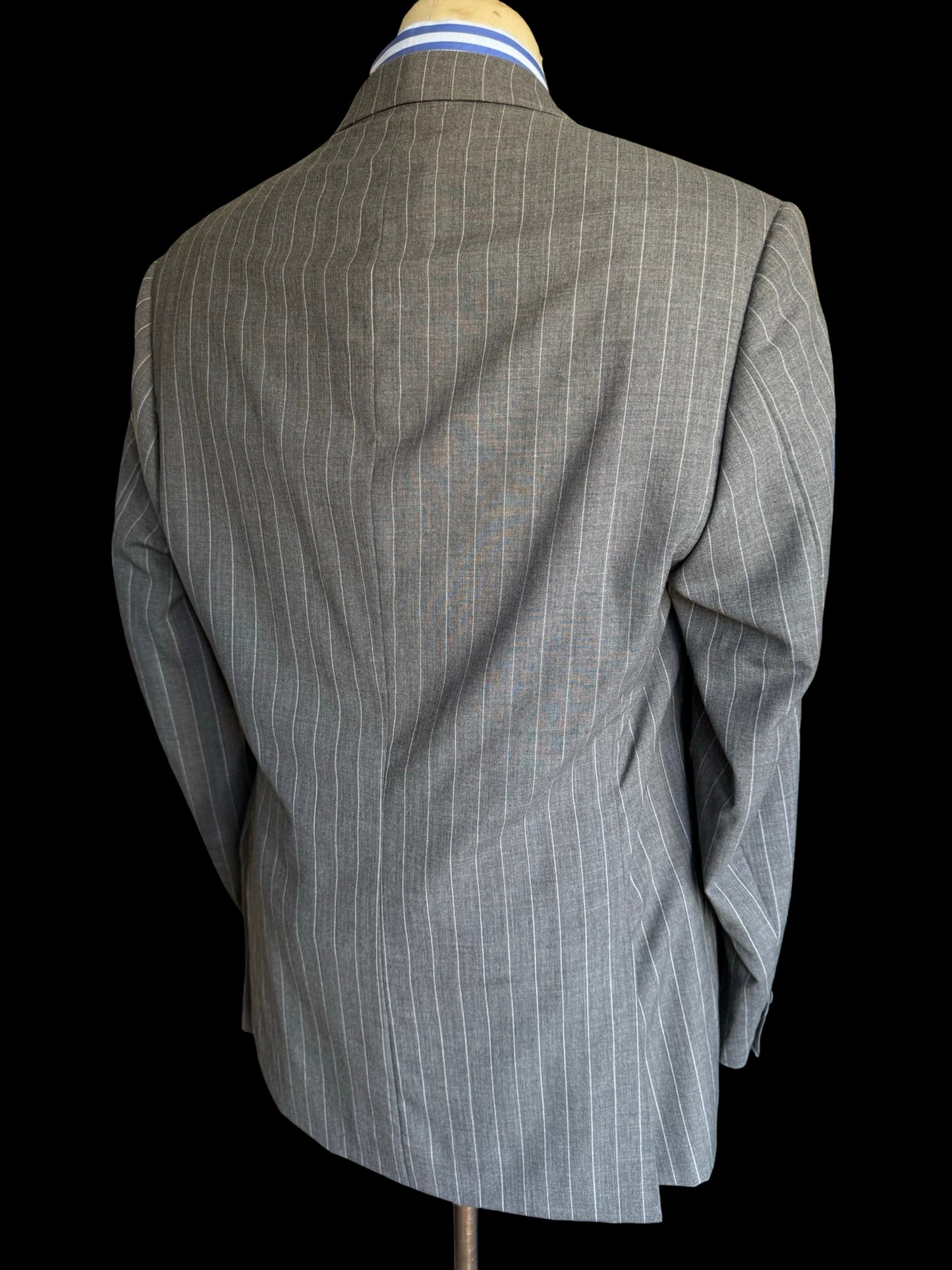 Bespoke Kilgour Light Grey Pinstripe Suit 42L/W38L Lightweight Savile Row 2roll3 - 2X TROUSERS