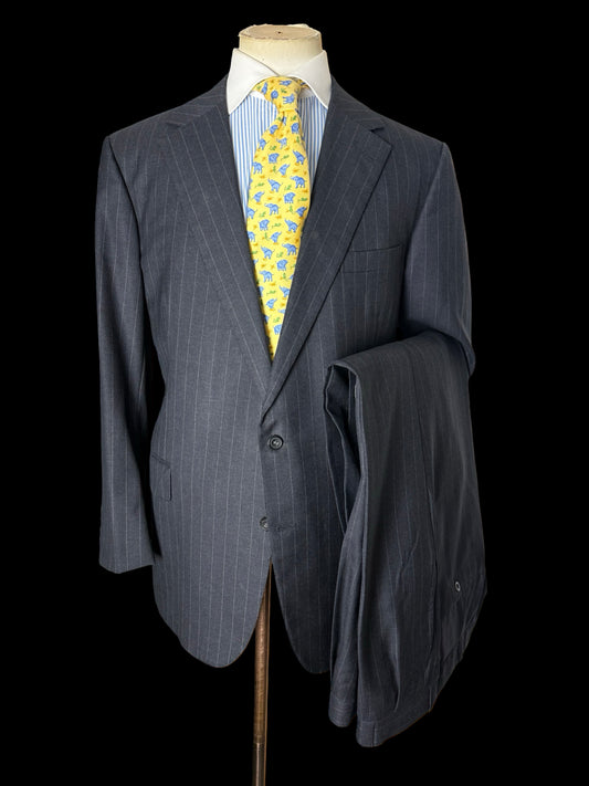 Bespoke Hayward Dark Grey Pinstripe Suit 43R/ W36R Savile Row 2 Btn