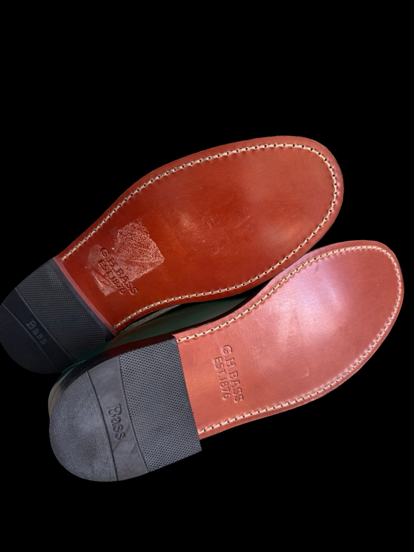 G.H Bass Weejuns Penny Loafers 42 UK8 E Green & White NEW