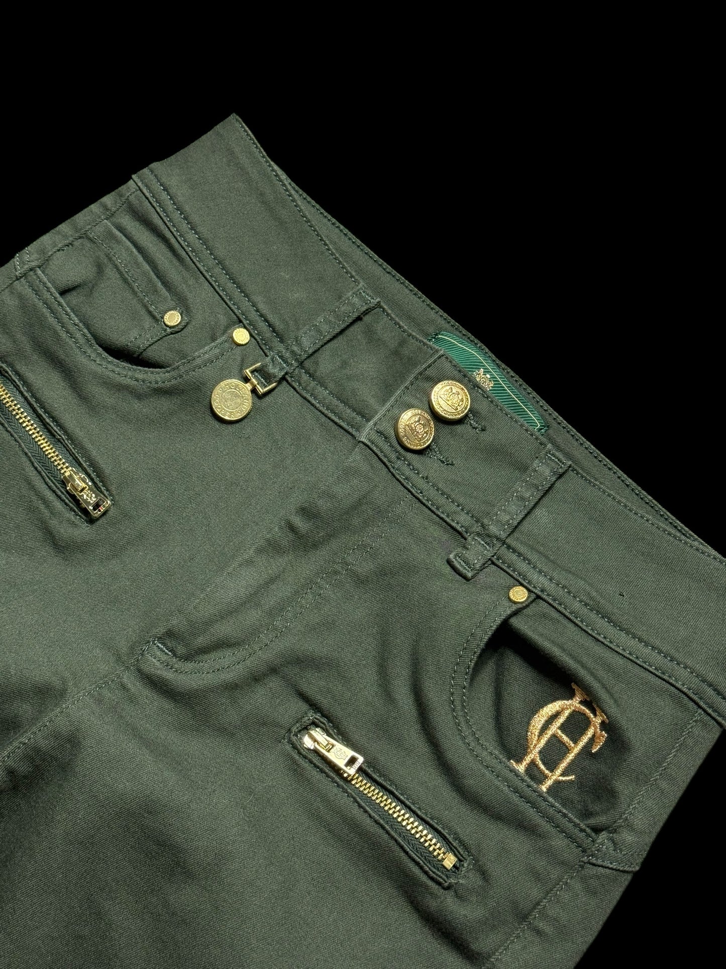 Holland & Cooper Jodhpur Biker Jeans UK12 Hunter Green RRP £145