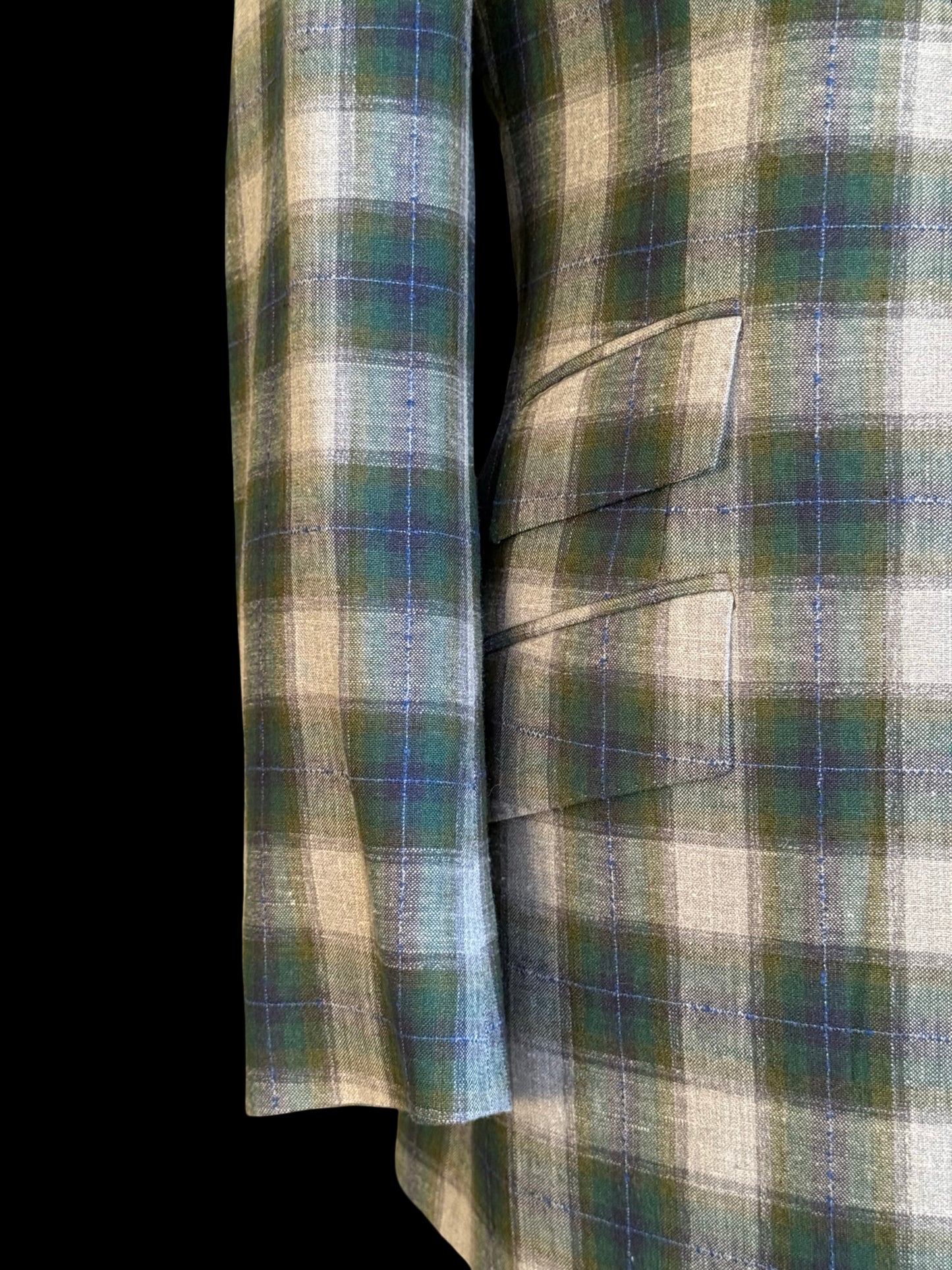 Bespoke Holland & Sherry Crystal Springs Check Sport Coat 46R Grey Green Purple