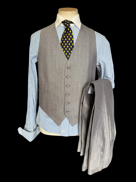 Bespoke Kent & Haste Savile Row Waistcoat & Trousers 40” / W36” Light Grey
