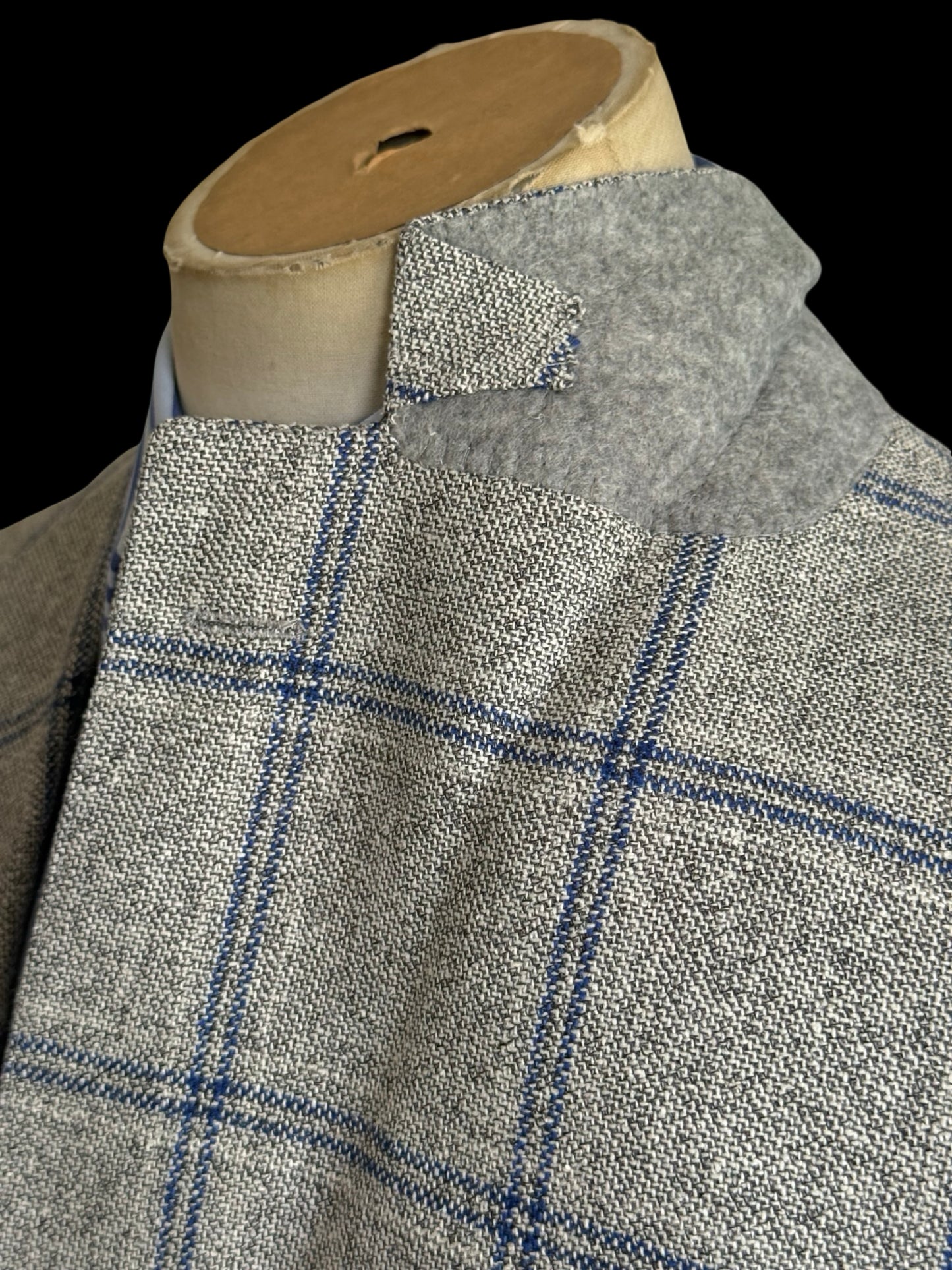 Suit Supply Lazio Wool Silk Linen Suit 38R / W36” Grey Blue Check