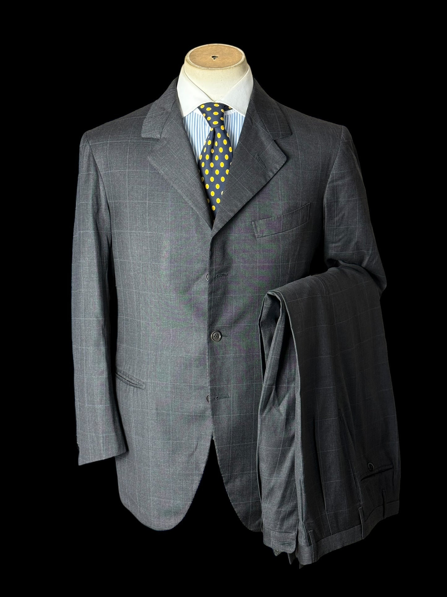 Bespoke Tommy Giulio Caraceni Grey Check Suit 43S/ W34” Lightweight Wool