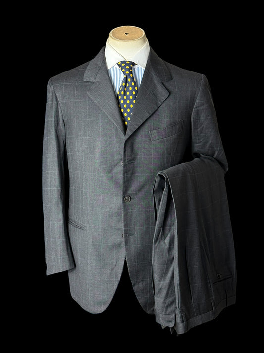 Bespoke Tommy Giulio Caraceni Grey Check Suit 43S/ W34” Lightweight Wool