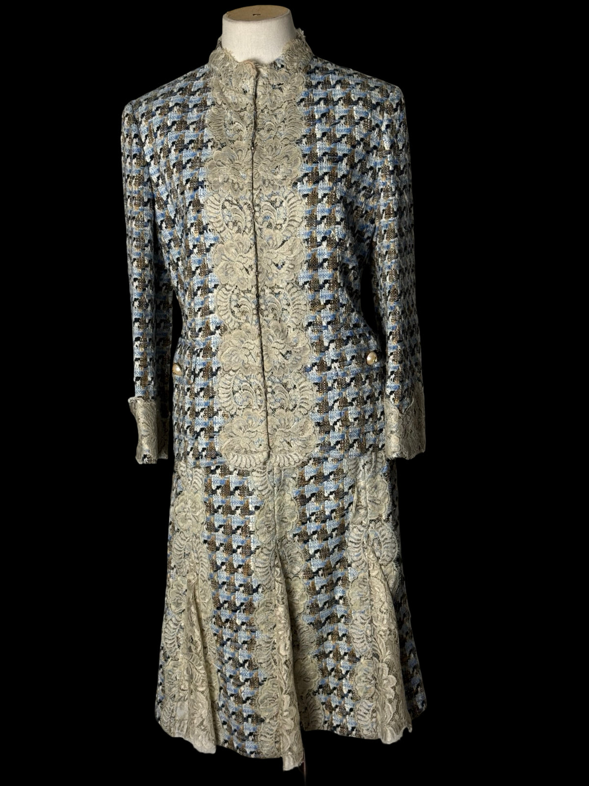 Dolce Gabbana Y2K Tweed & Lace Skirt Suit Size IT46 & 44 Rare Archival 2004