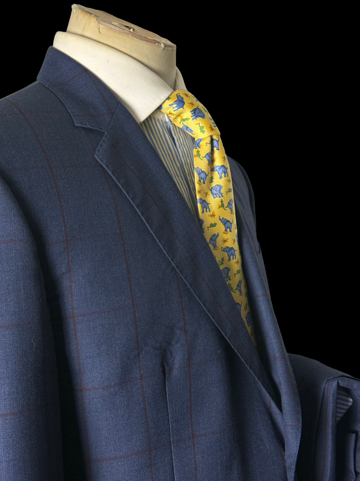 Men’s Hackett London Blue / Red Windowpane Check Suit 42R / W36R