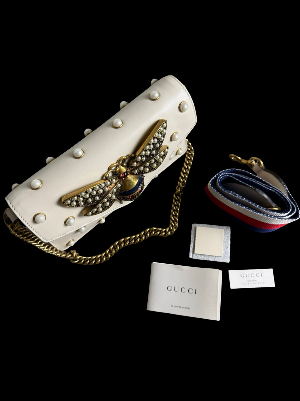 Gucci Queen Margaret Broadway Shoulder Bag Bee Pearls RRP £2250