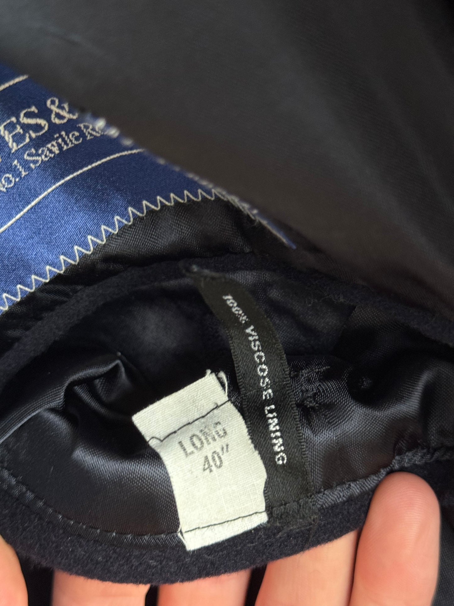 Gieves & Hawkes Navy Wool & Cashmere Overcoat 40L Made In England Savile Row