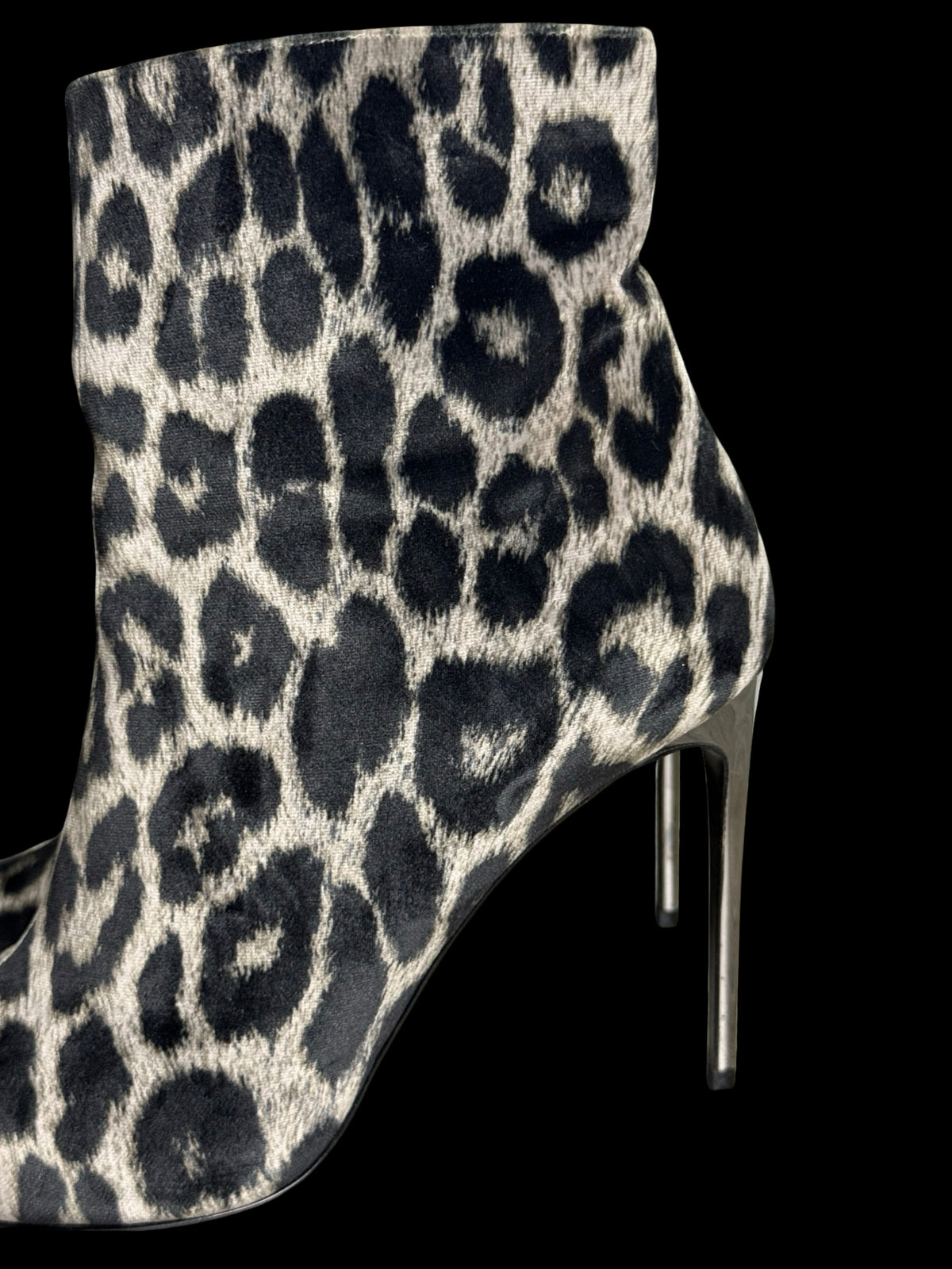 Stella McCartney Velvet Leopard Print Stiletto Heel Ankle Boots EU40 UK7