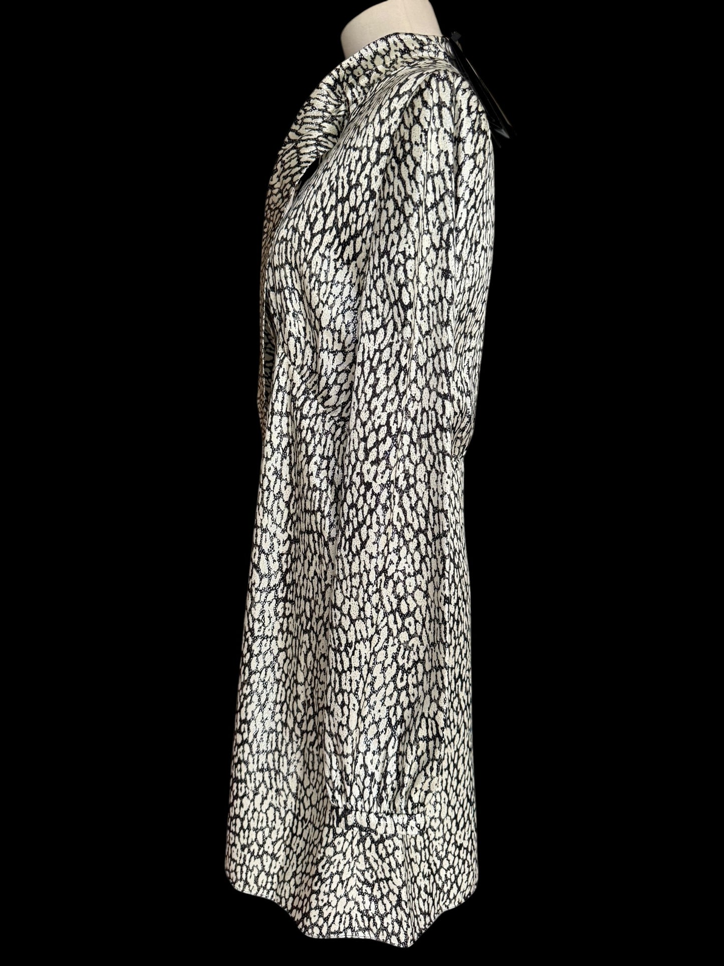 BNWT Saint Laurent Leopard Print Lam Silk Mini Evening Dress 44 RRP $2,290