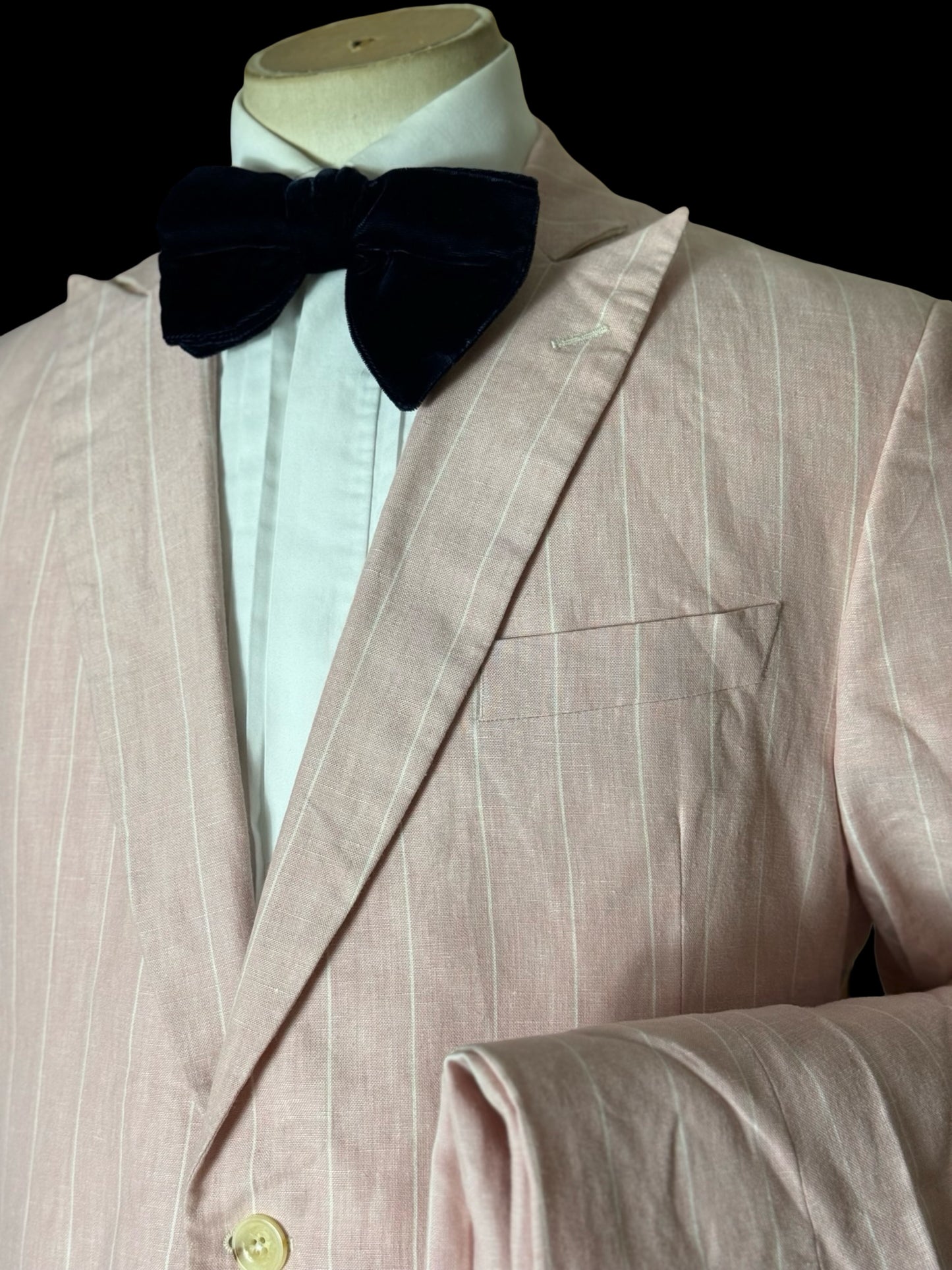 Brooks Brothers X Gatsby Pink Linen Pinstripe Suit 42R / W36R Made In USA Rare