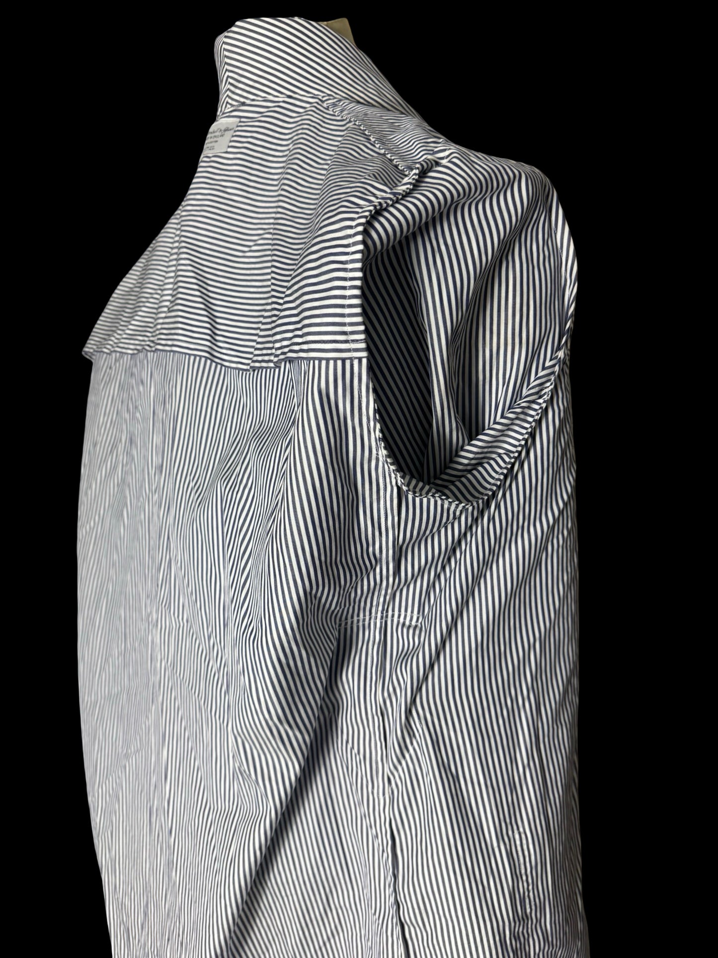 Turnbull & Asser Dressing Gown Size L Navy & White Poplin Cotton RRP £350