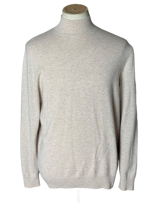 Men’s N.Peal Cashmere Mock Neck Jumper Large Beige