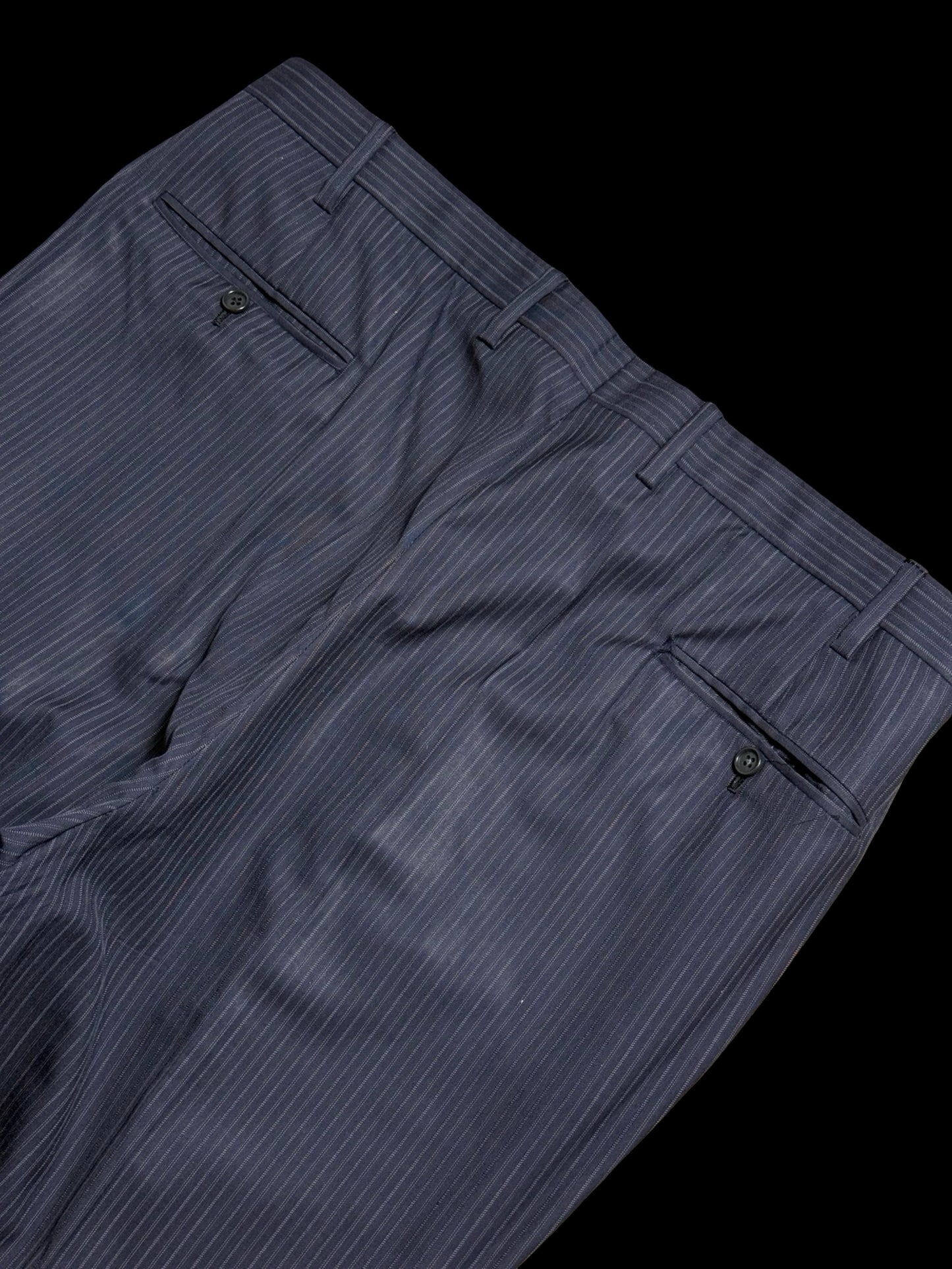 Kiton Navy Blue Pinstripe Suit 44L / W38L Blanc Blu Super 180’s Wool 2 Roll 3 14 Micron