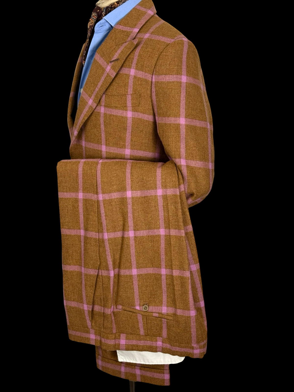 Bespoke Couch & Hoskin Savile Row Tweed Suit 38R / W34” Brown Pink Check