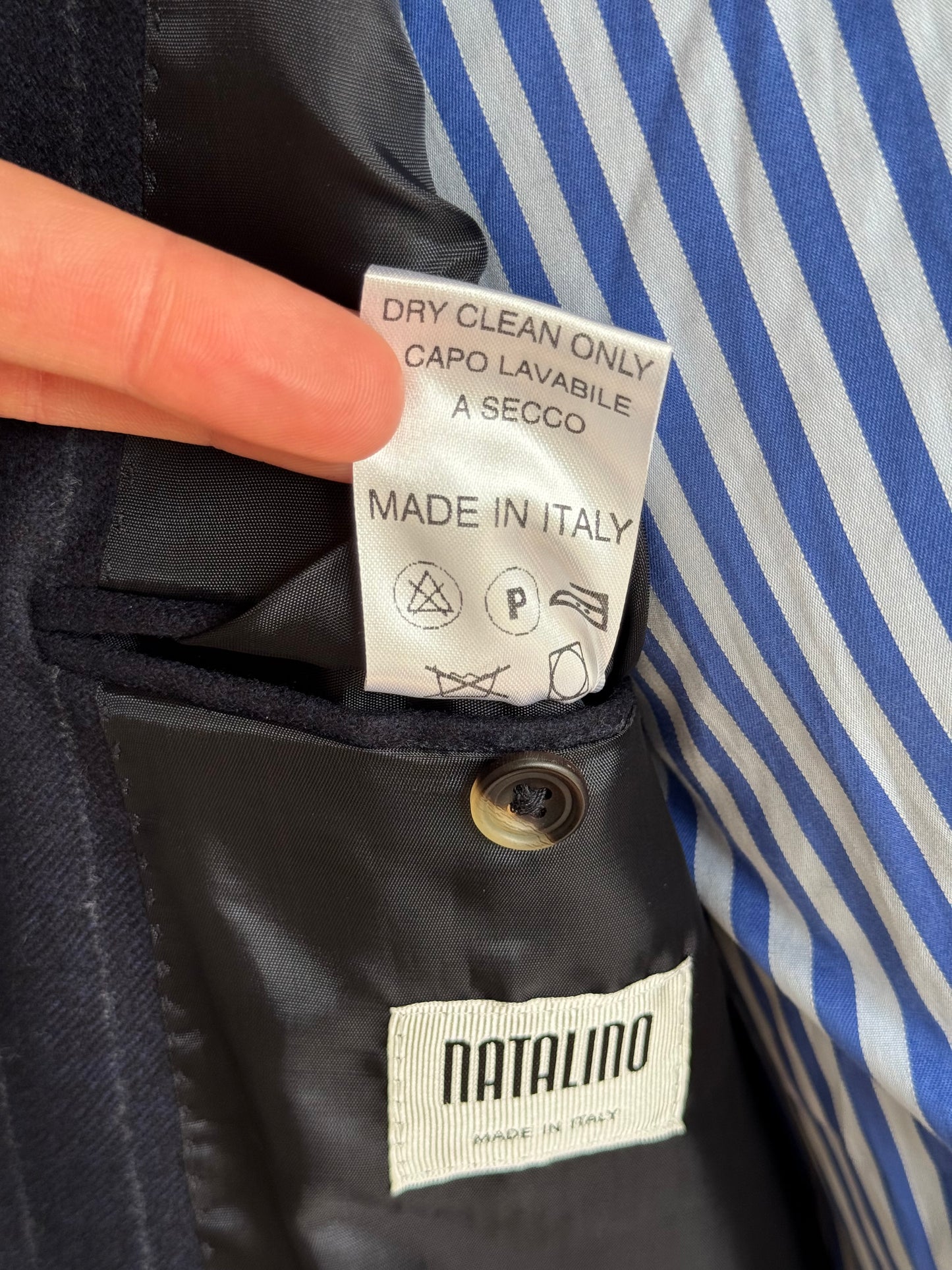BNWT Natalino Navy Chalk Stripe Flannel Sport Jacket 36R RRP £470