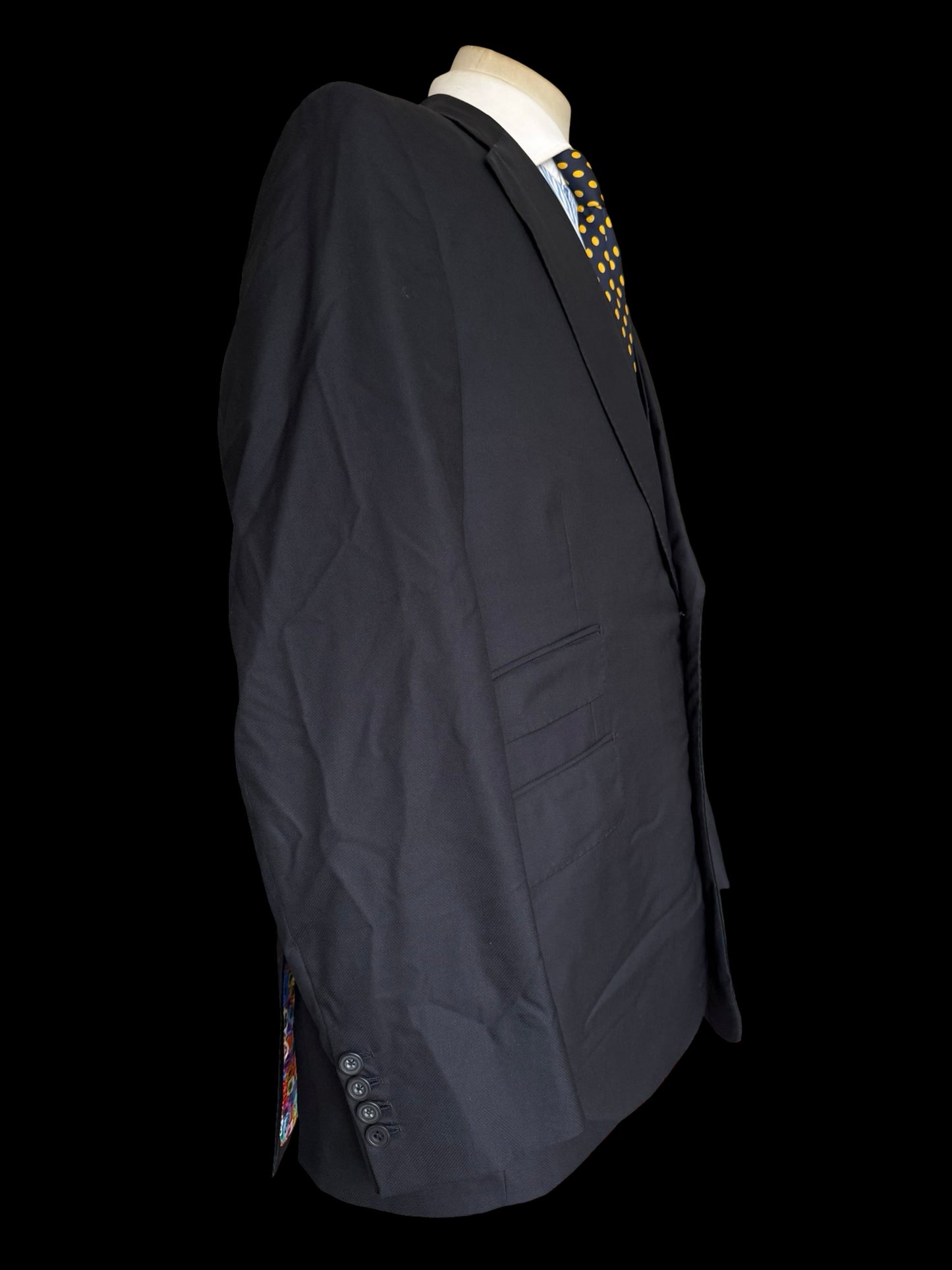 Savile Row Bespoke Cad & Dandy 3PC Black Suit 44L / W42R