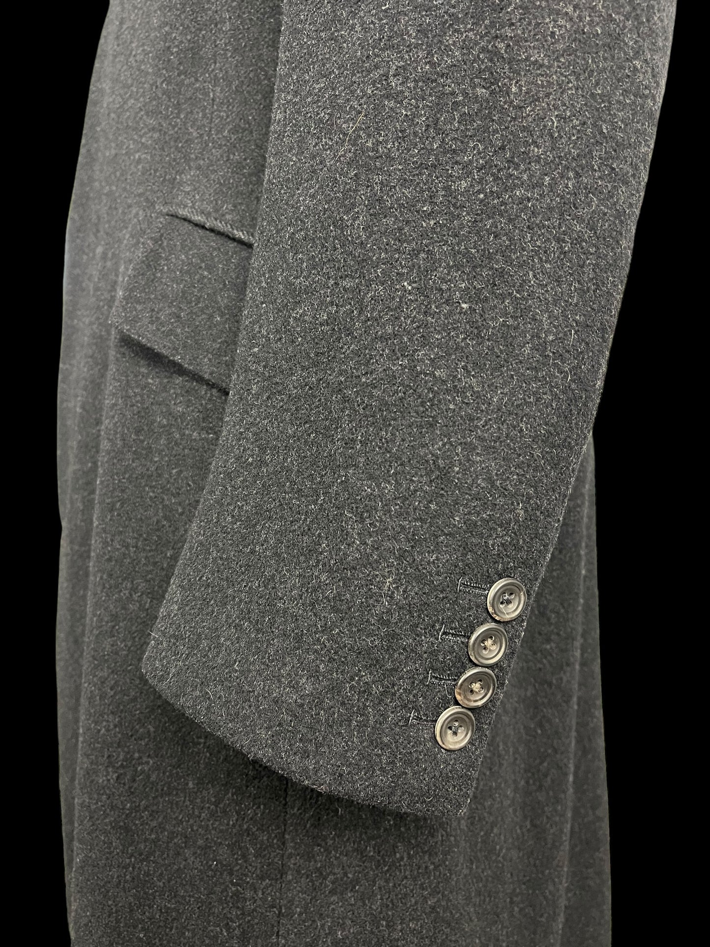 Jasper Littman Savile Row Dark Grey Overcoat 42R Made To Measure Tailored Formal