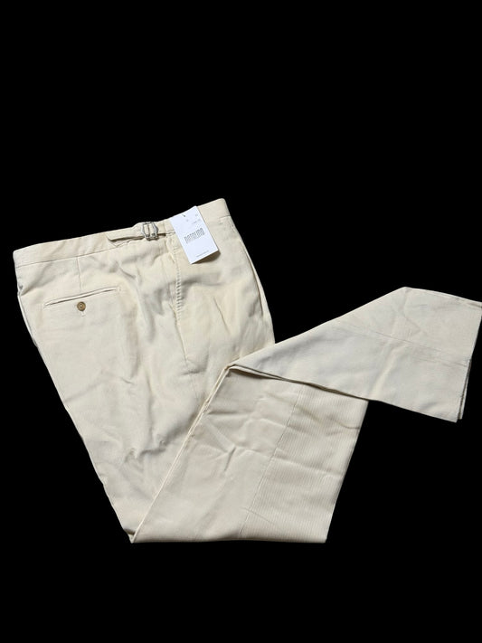 BNWT Men’s Natalino Single Pleat Corduroy Trousers Ecru W40” RRP £180