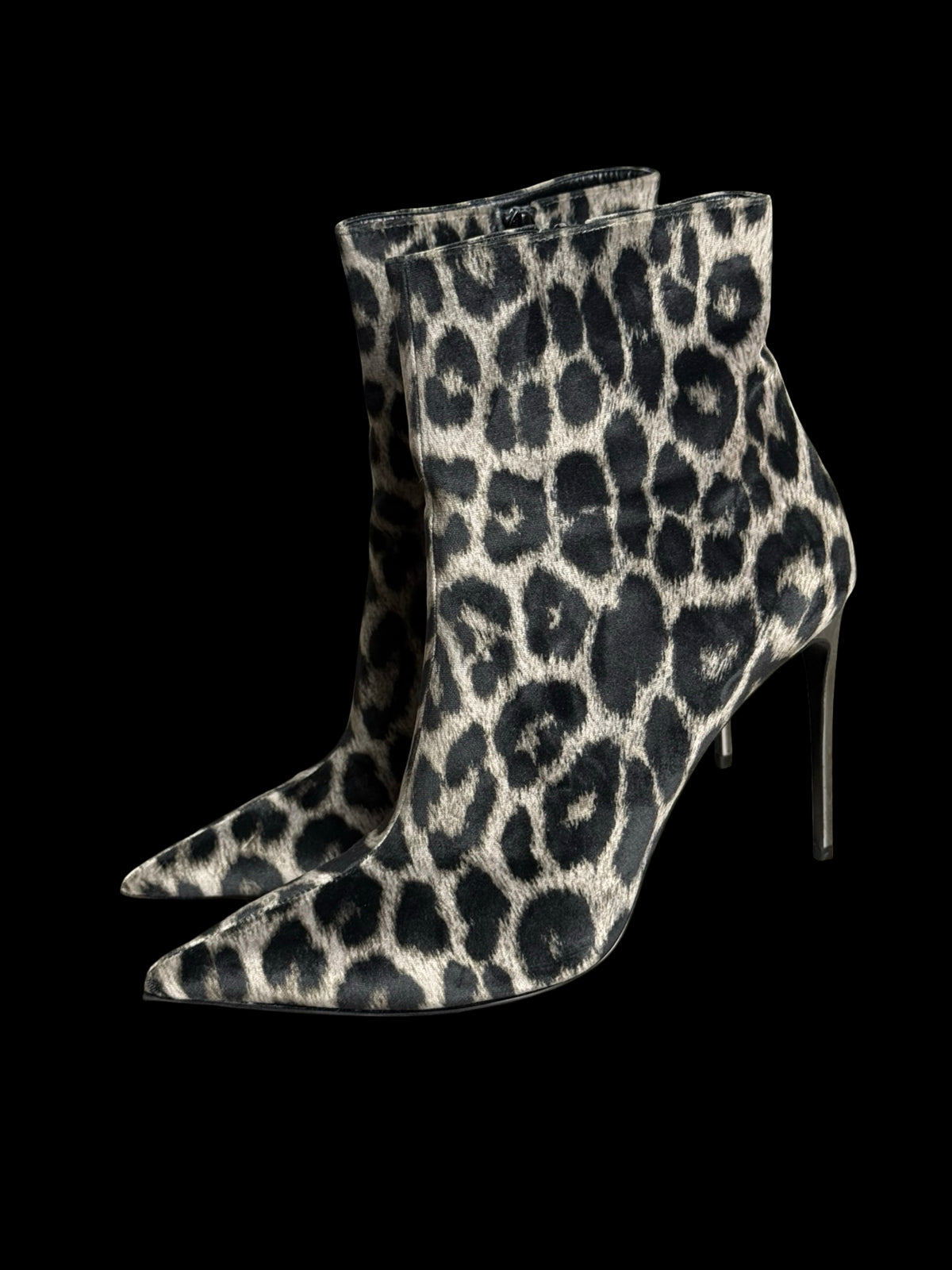 Stella McCartney Velvet Leopard Print Stiletto Heel Ankle Boots EU40 UK7