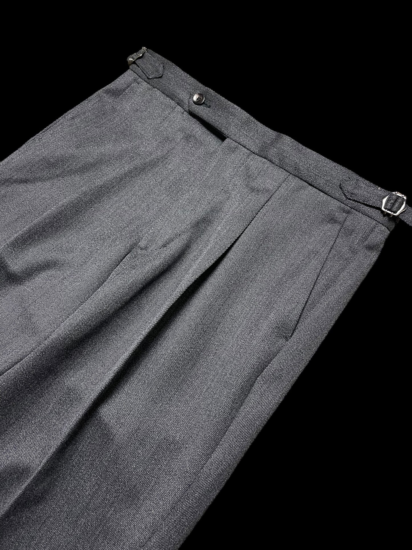 Natalino Single Pleat Front Trousers Wool Cavalry Twill 32” Grey