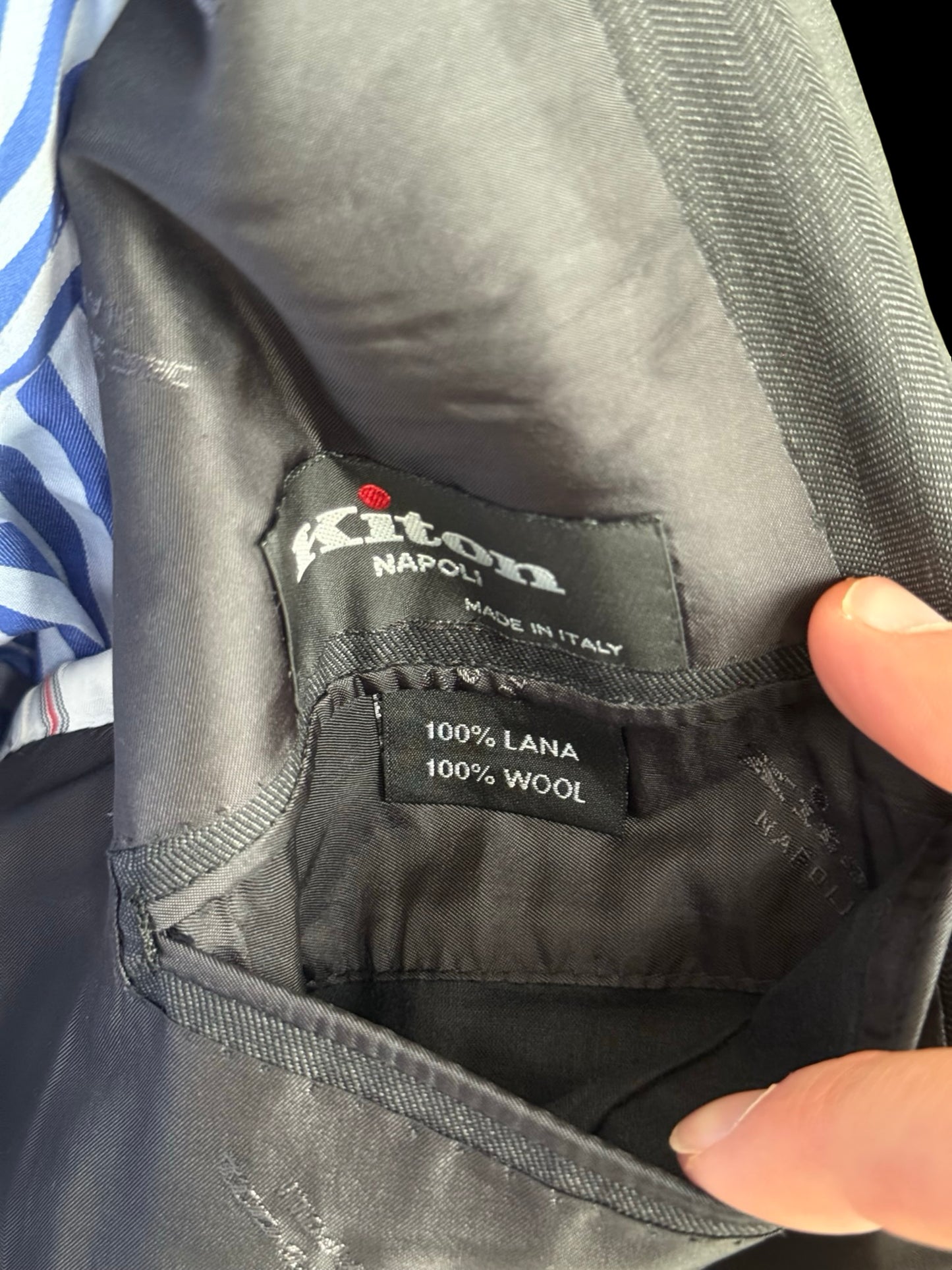 Kiton Grey Herringbone Suit 44L / W38L Diamante Blu Super 150’s 2 Roll 3