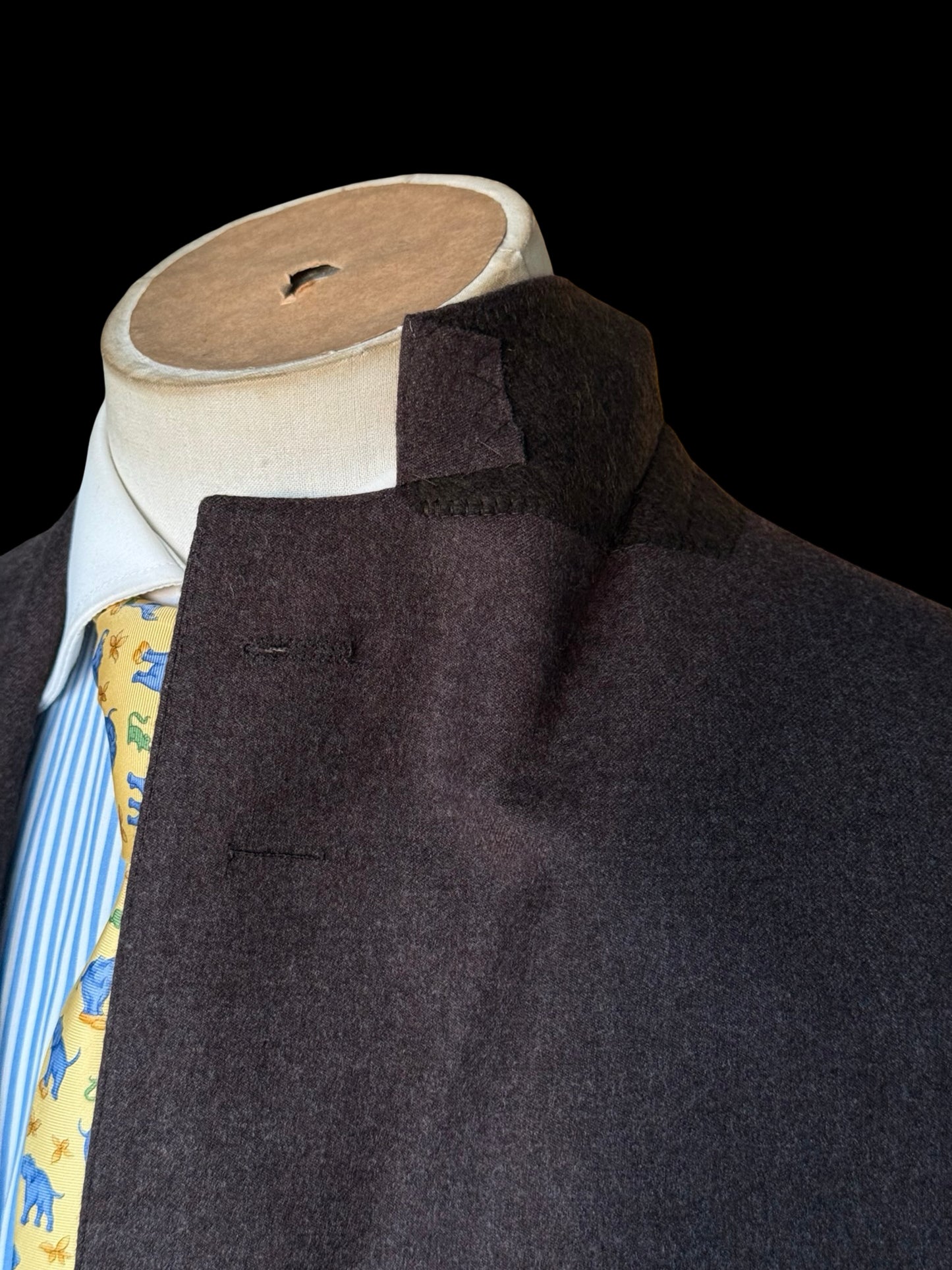 Bespoke Clements & Church 3PC Suit 39L/ W33L Drago Skyfall 007 Brown Flannel Wool
