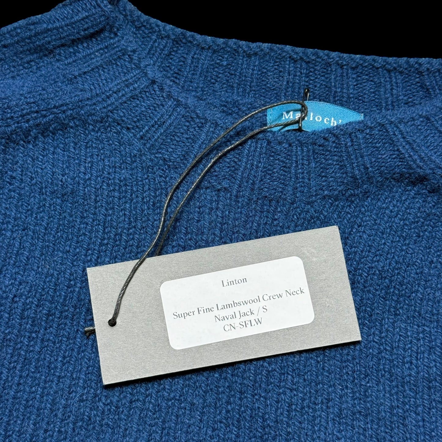 BNWT Malloch’s Linton Crew Neck Jumper Size Small Superfine Wool Navy RRP £185