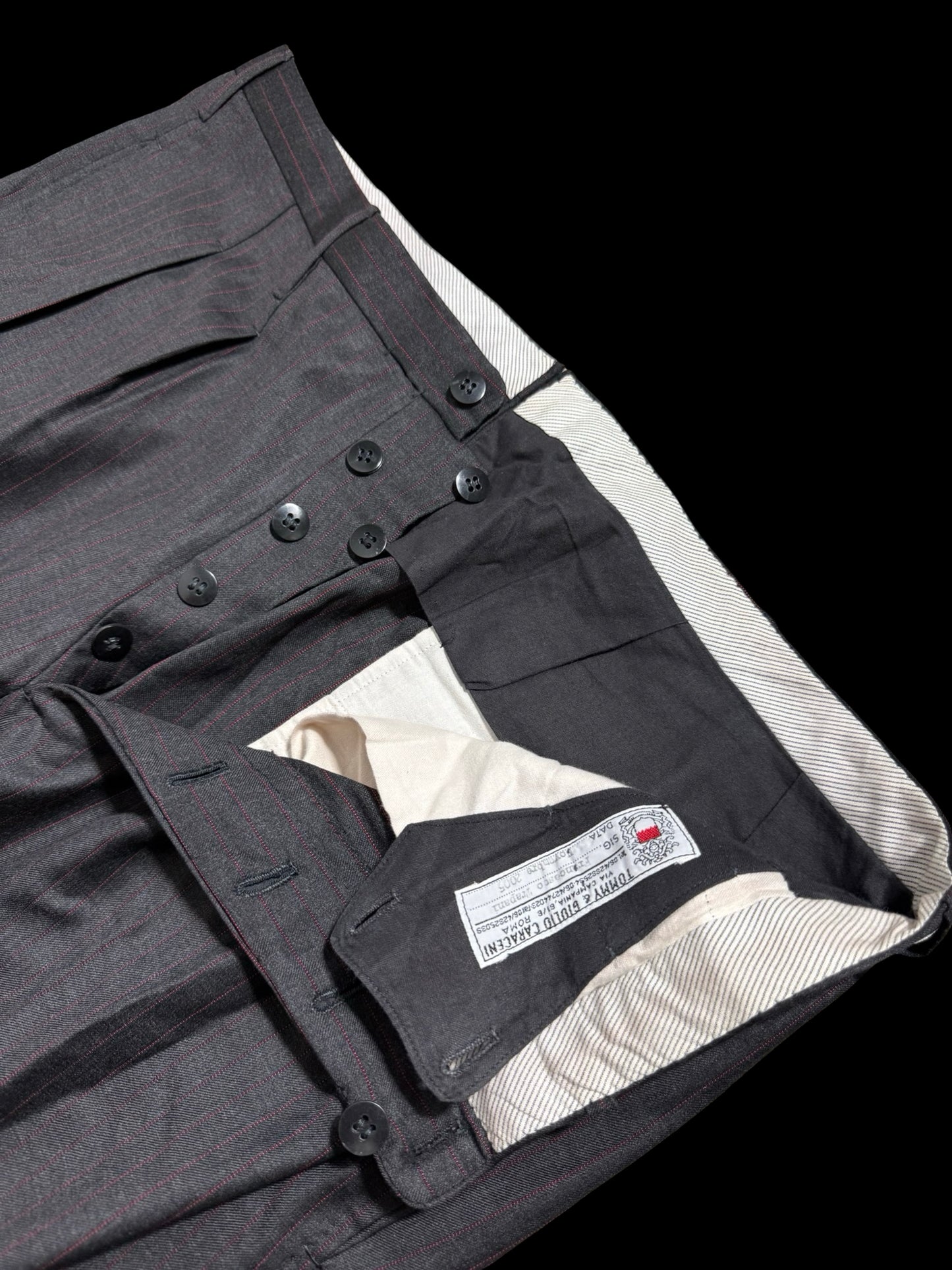 Bespoke Tommy Giulio Caraceni Grey Red Pinstripe Suit 42S/ W34” Sartorial