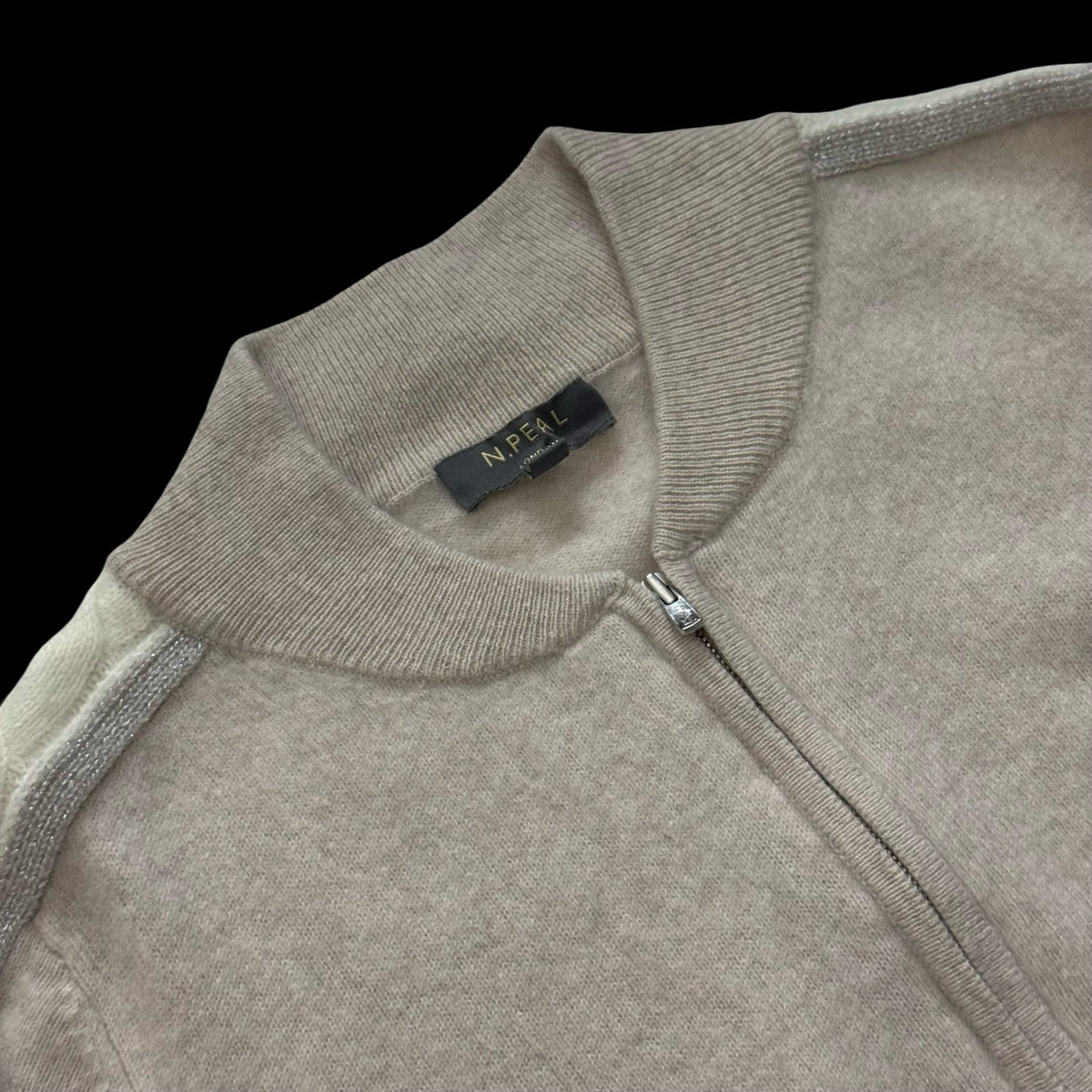 Women’s N Peal Beige Cashmere Full-Zip Jumper Large RRP £325