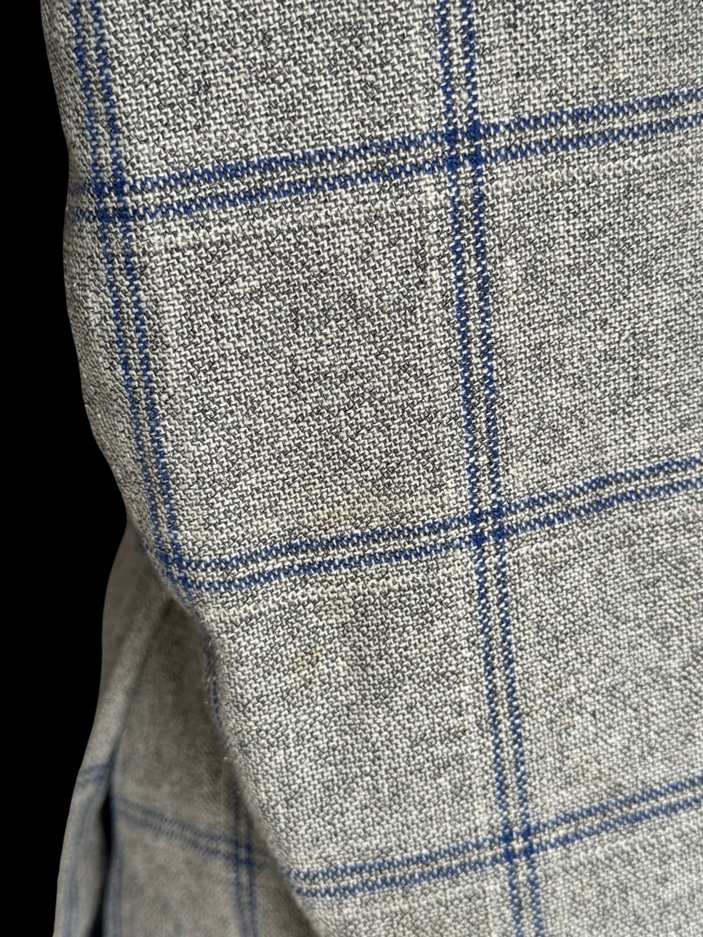 Suit Supply Lazio Wool Silk Linen Suit 38R / W36” Grey Blue Check