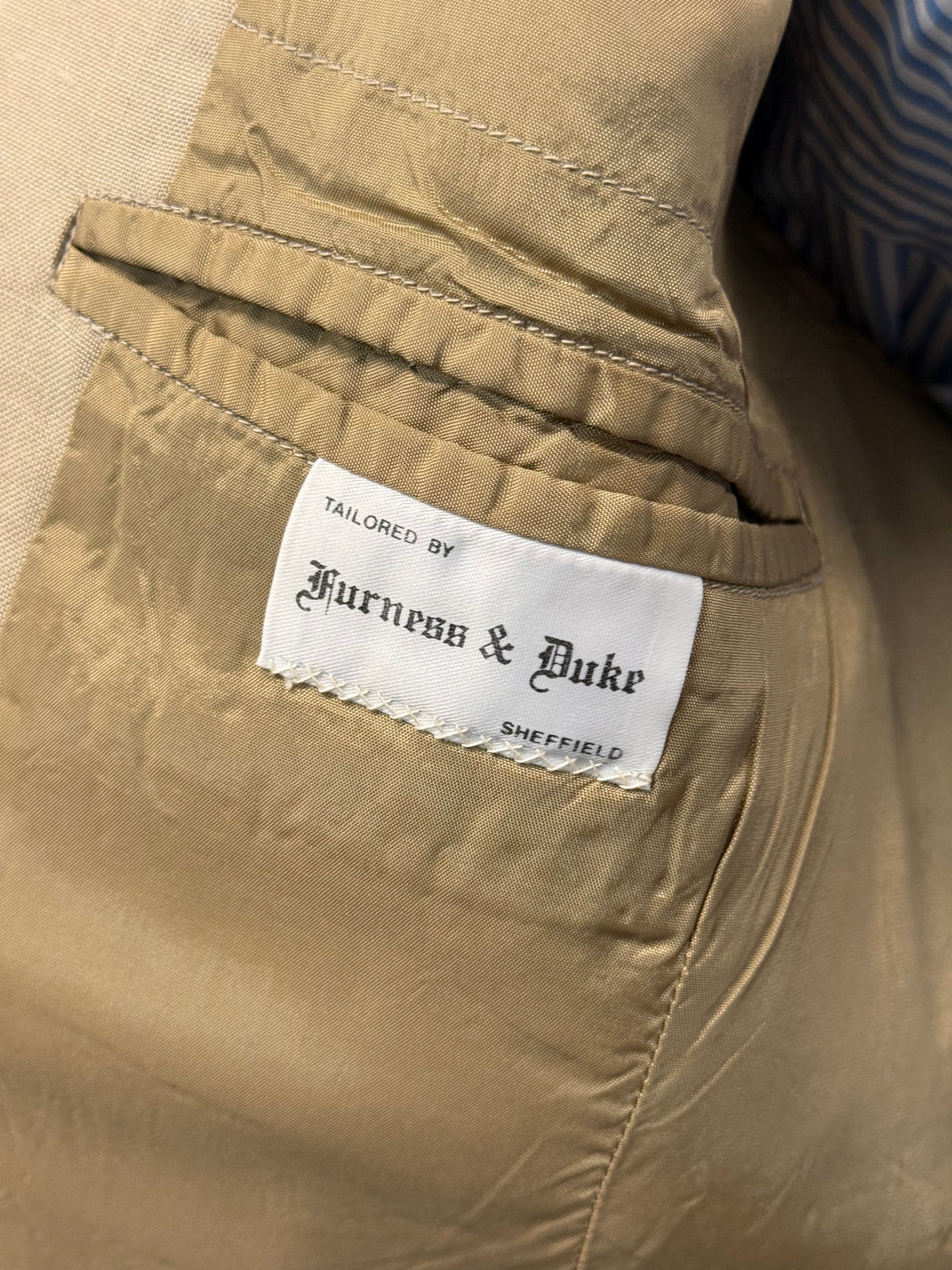 Bespoke 80’s Furness & Duke Tropical Wool Beige Suit 42R / W36R Savile Row