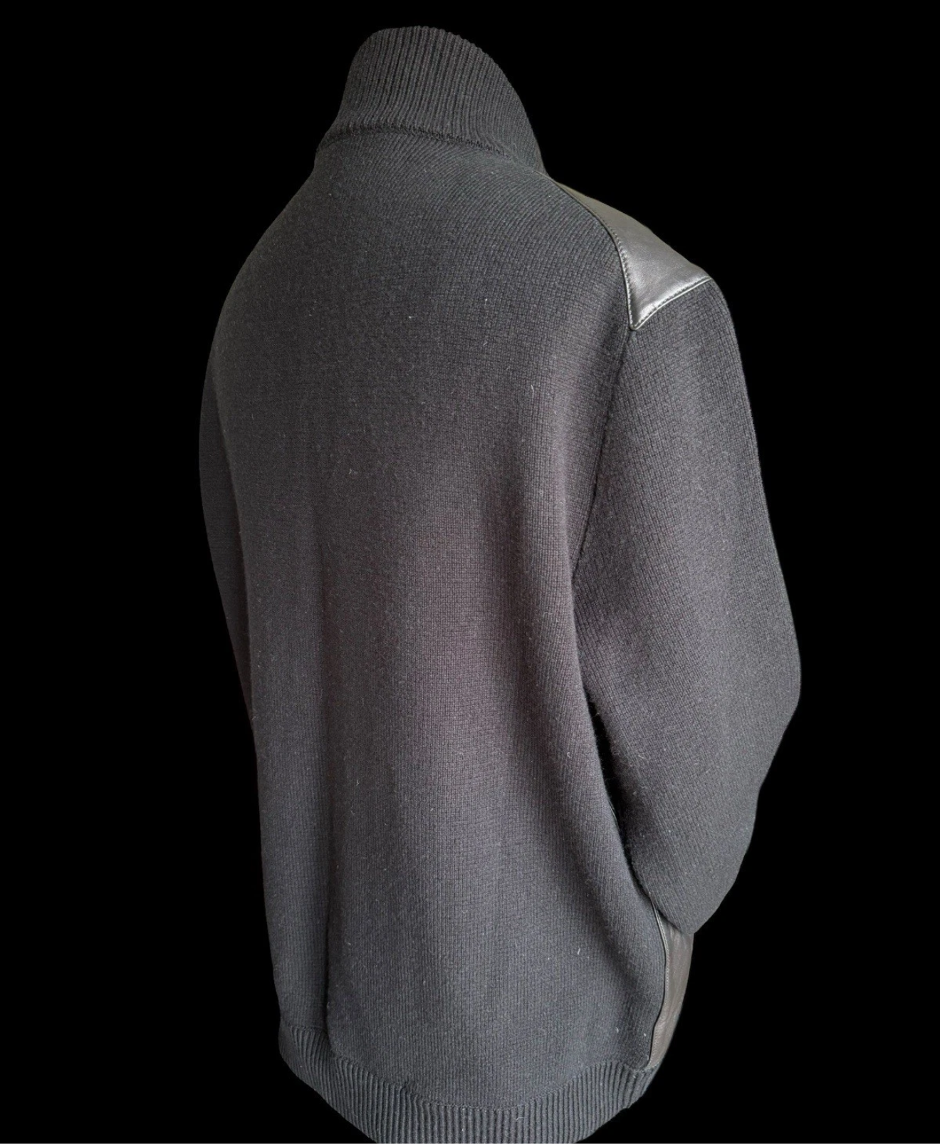 Men’s Brioni Leather Blouson Jacket Knitted Sleeves Size 58