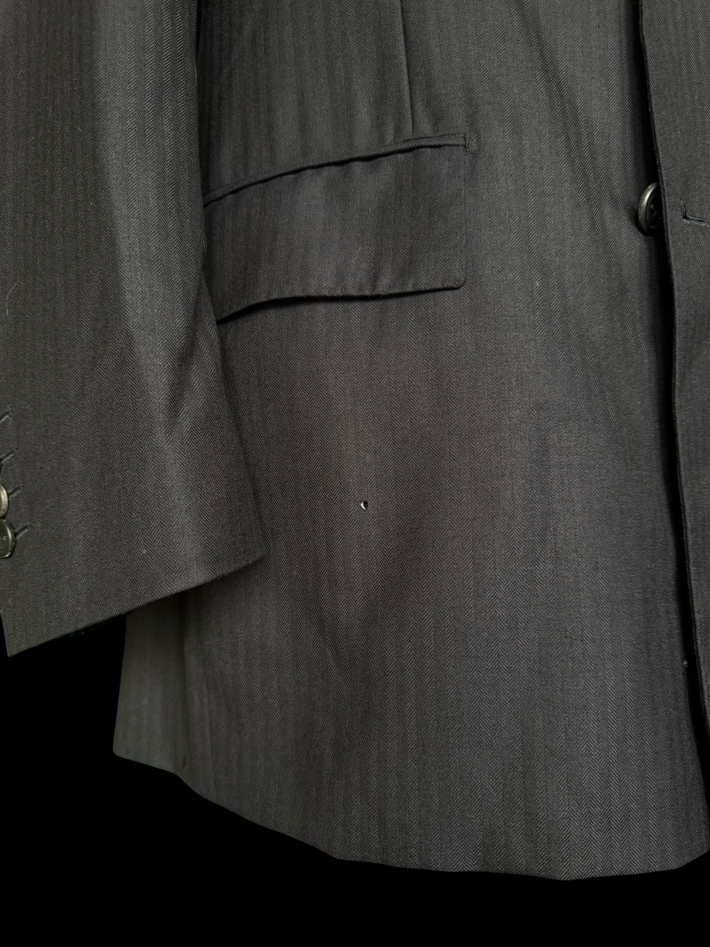 Bespoke Kent & Haste Savile Row Double Breasted Navy Herringbone Blazer 43R Pure Silk Lining
