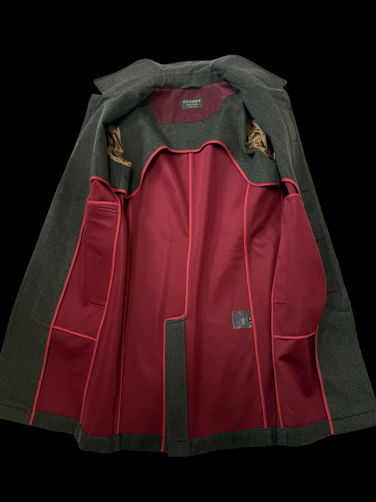 Men’s Purdey & Sons Pure Cashmere Green Overcoat Size 36” Storm Collar RRP £2500